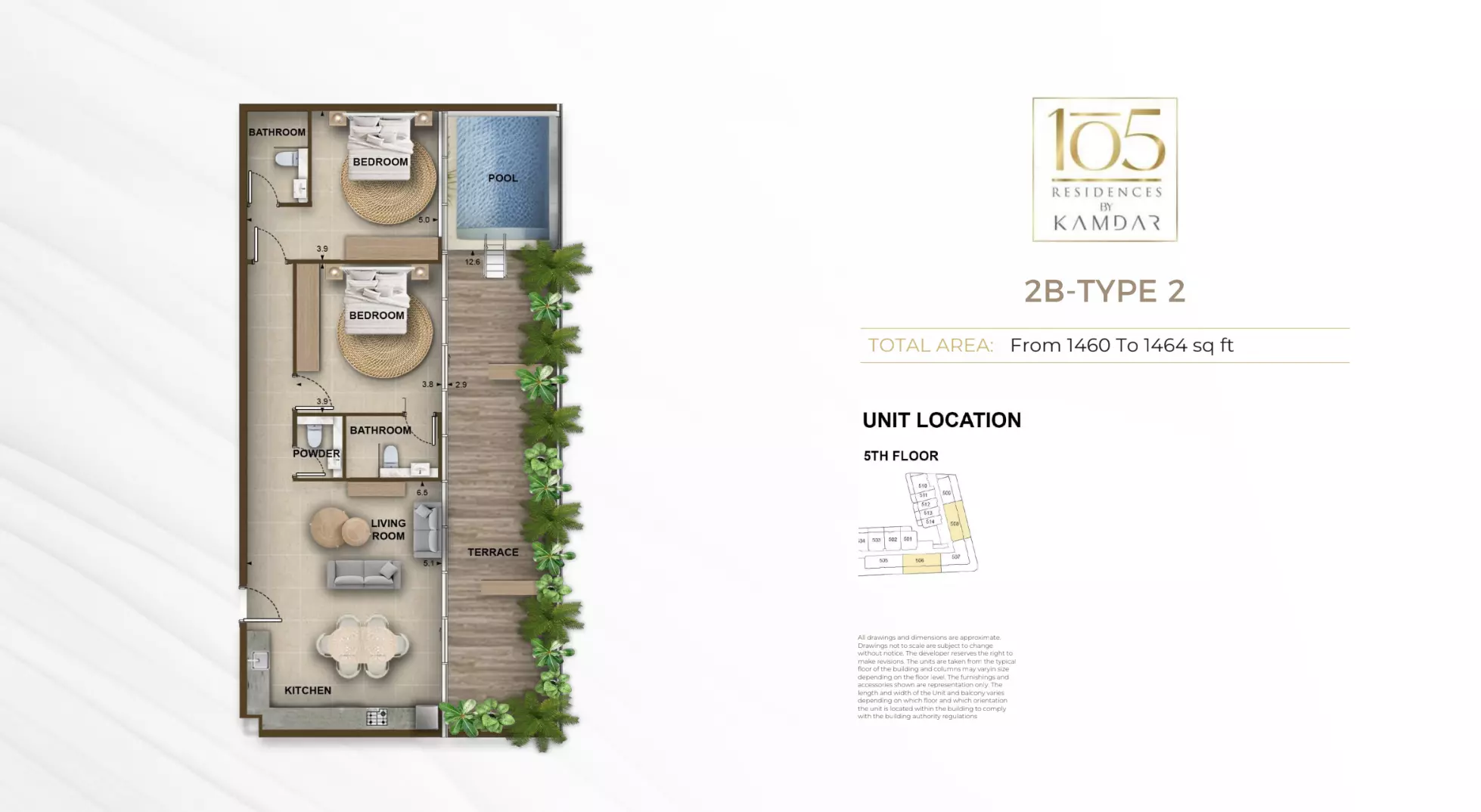 typeSize floor plan for 105 Residences