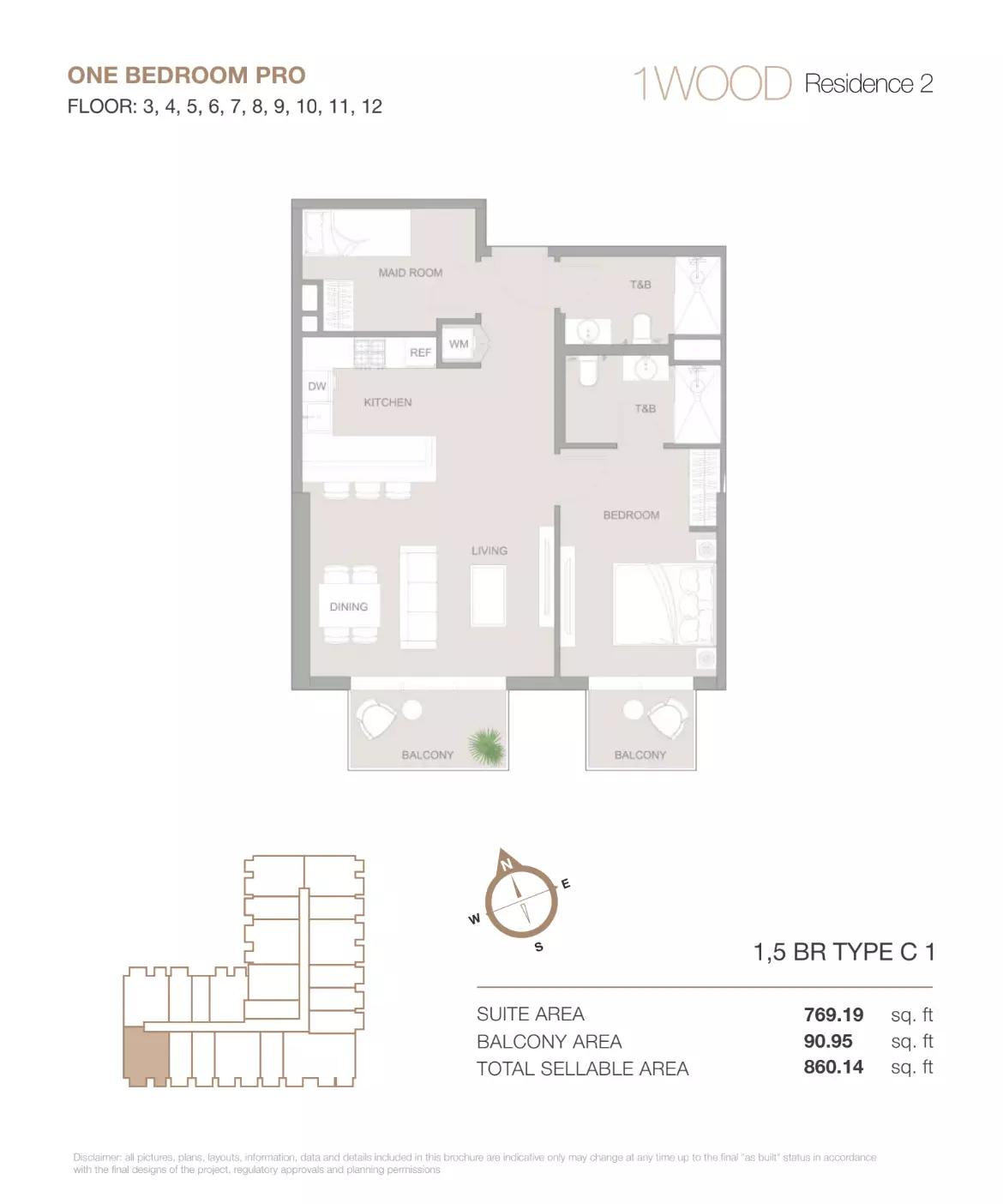typeSize floor plan for 1WOOD Residence Phase 2 By Object 1