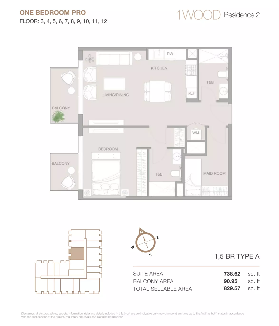 typeSize floor plan for 1WOOD Residence Phase 2 By Object 1