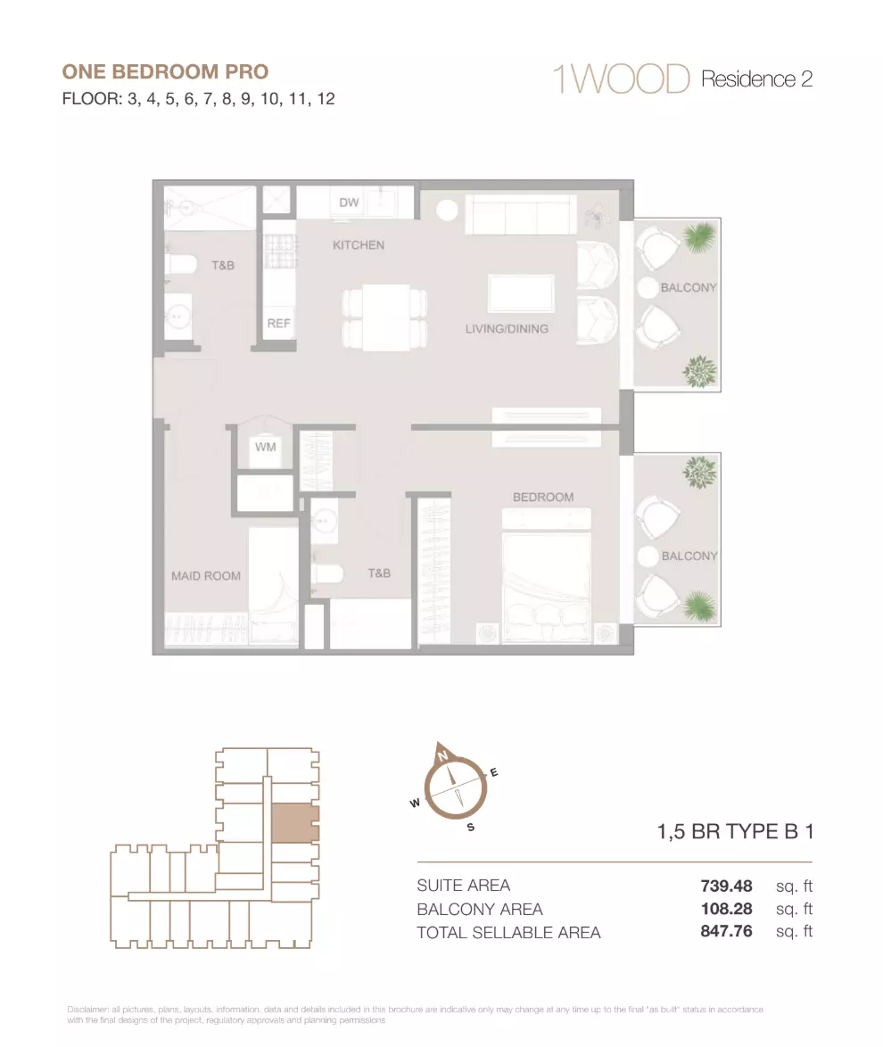 typeSize floor plan for 1WOOD Residence Phase 2 By Object 1