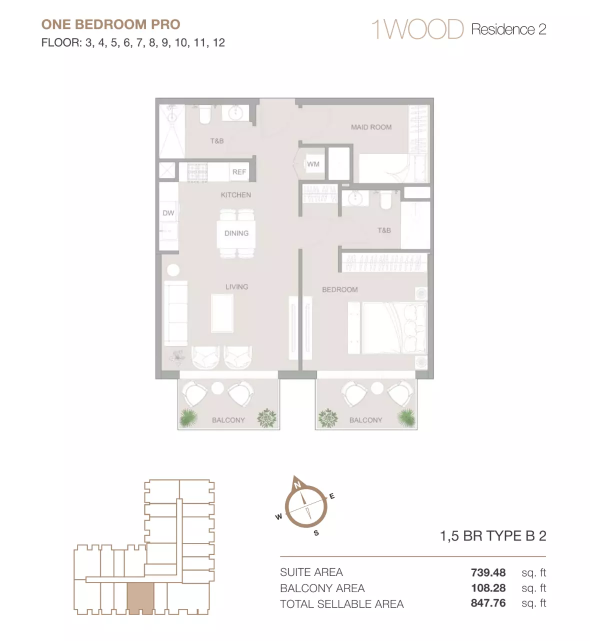 typeSize floor plan for 1WOOD Residence Phase 2 By Object 1