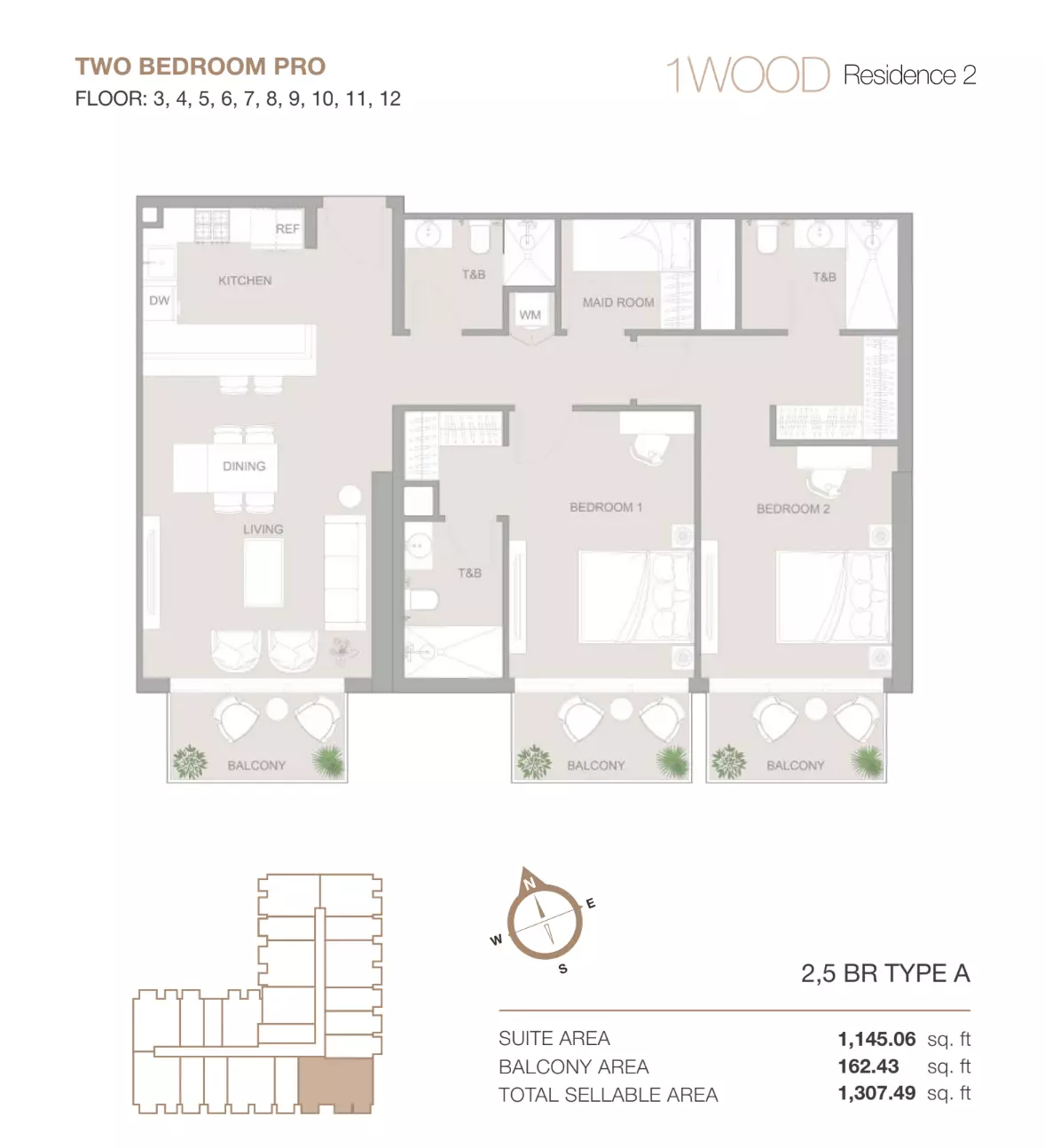 typeSize floor plan for 1WOOD Residence Phase 2 By Object 1