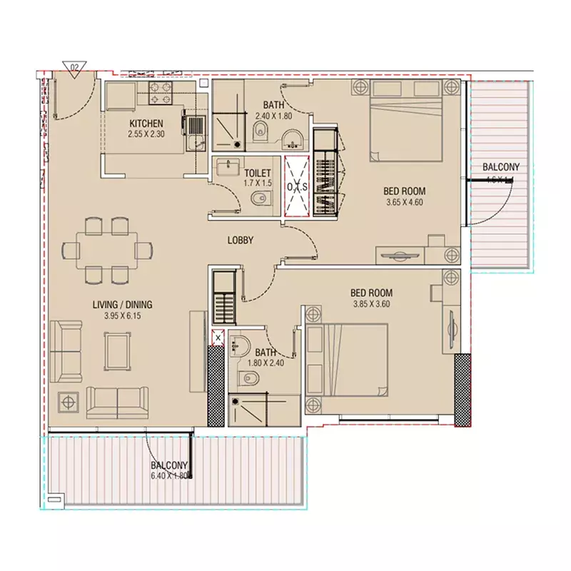 typeSize floor plan for Al Waleed WS 1