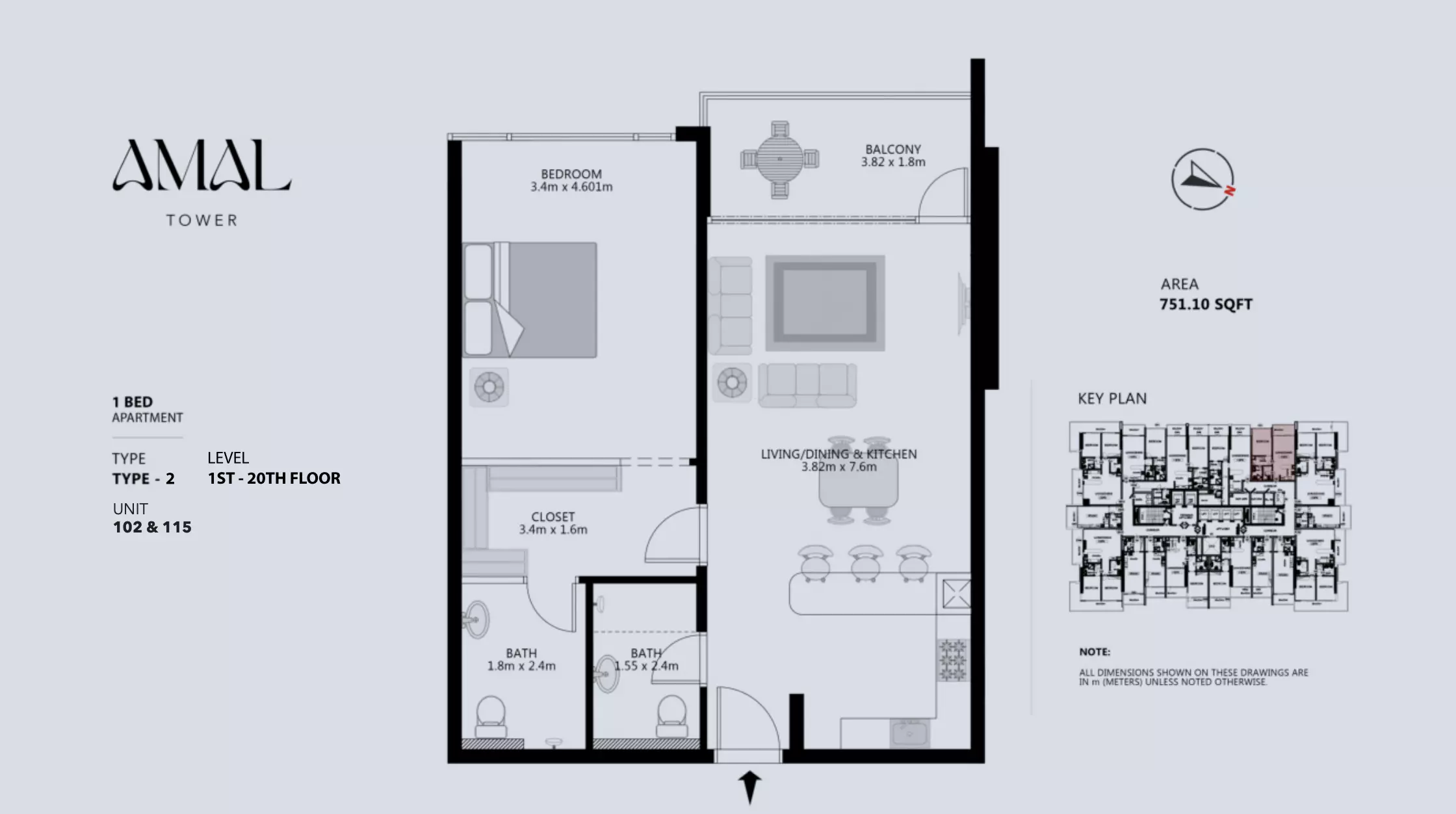typeSize floor plan for Amal Tower