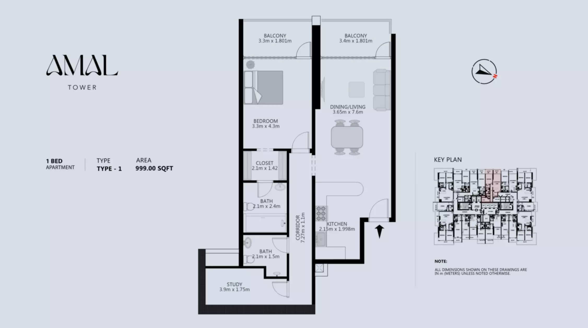 typeSize floor plan for Amal Tower
