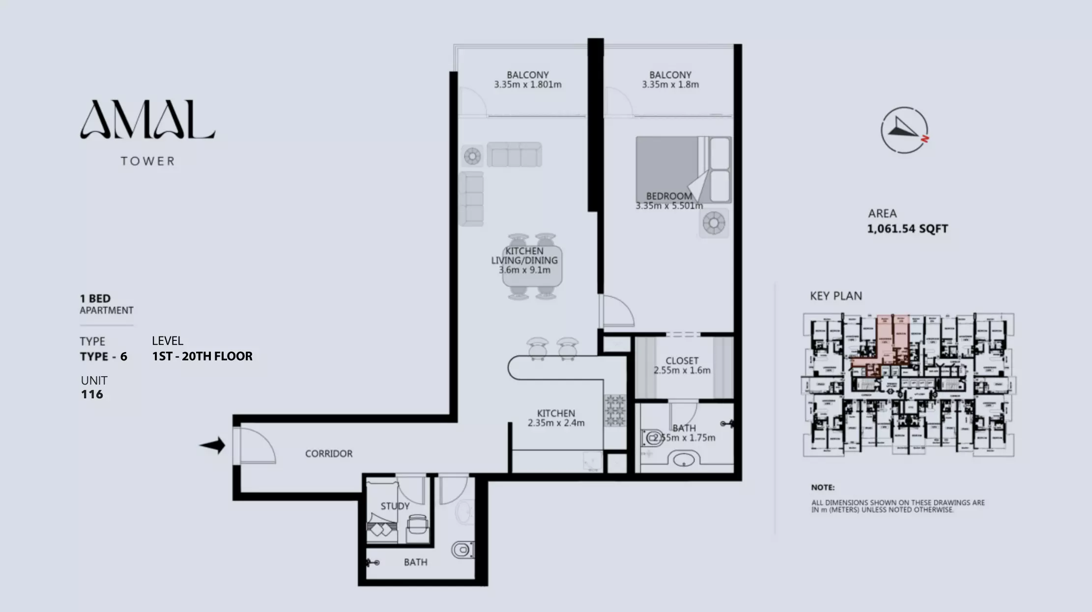 typeSize floor plan for Amal Tower