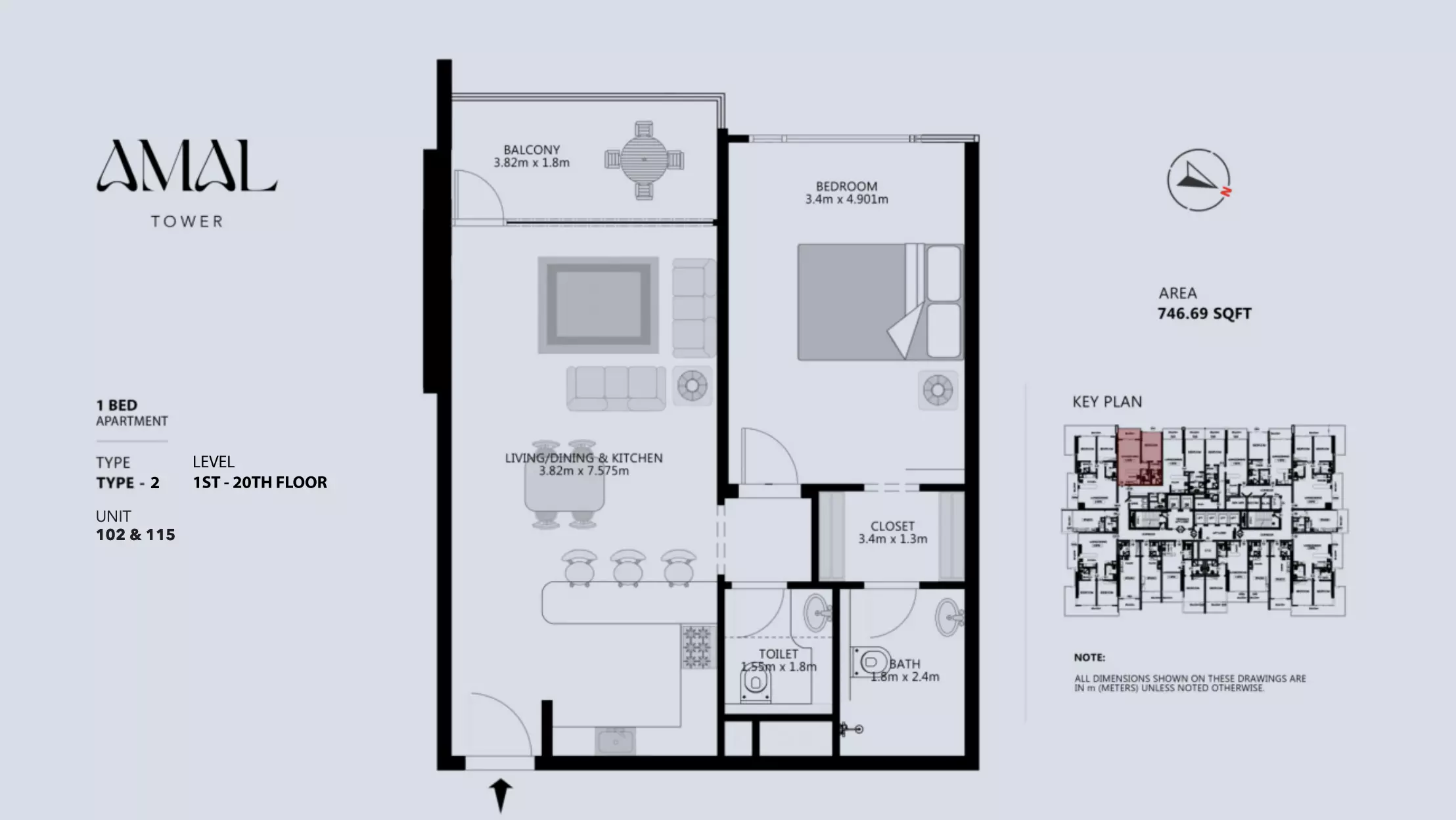 typeSize floor plan for Amal Tower