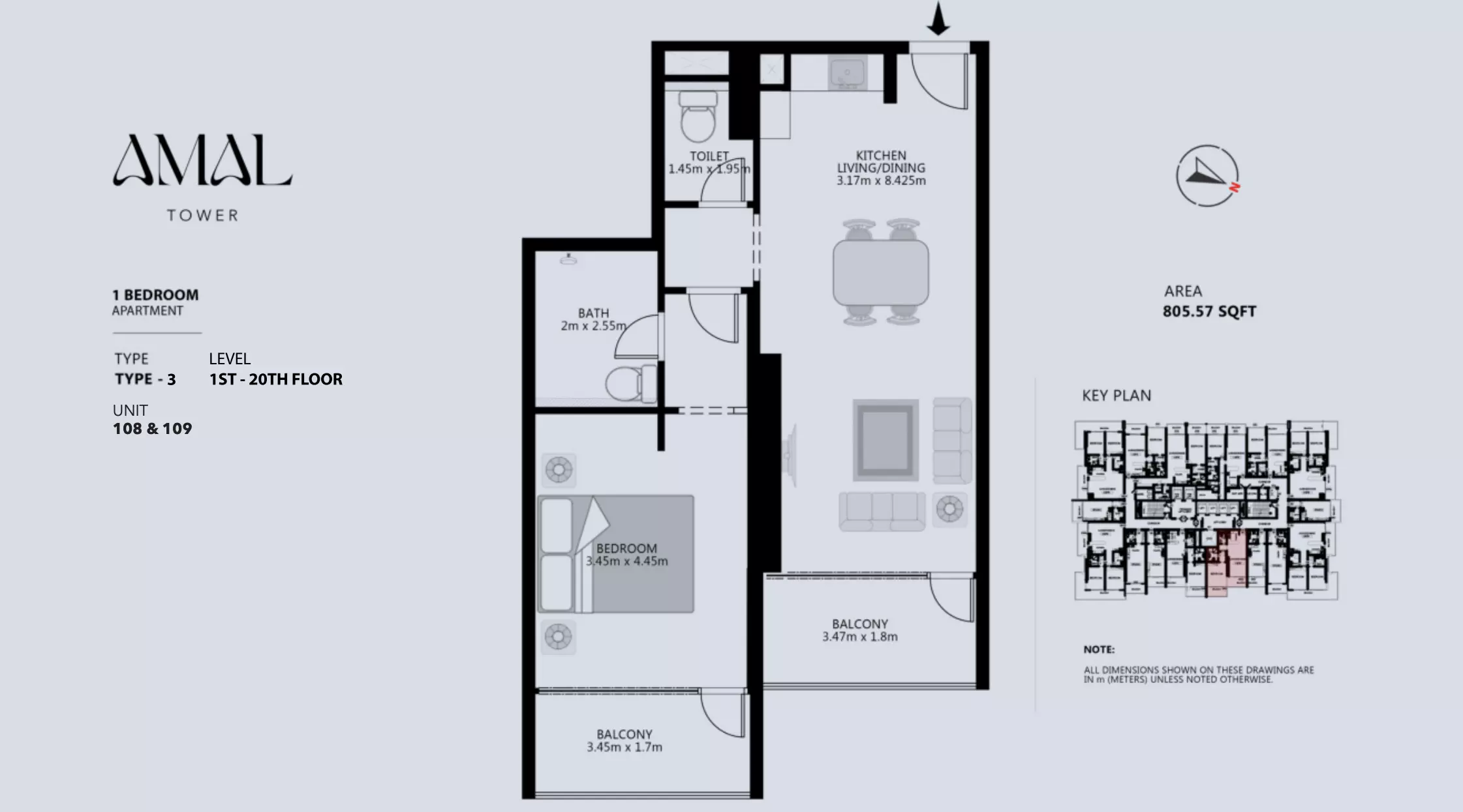 typeSize floor plan for Amal Tower