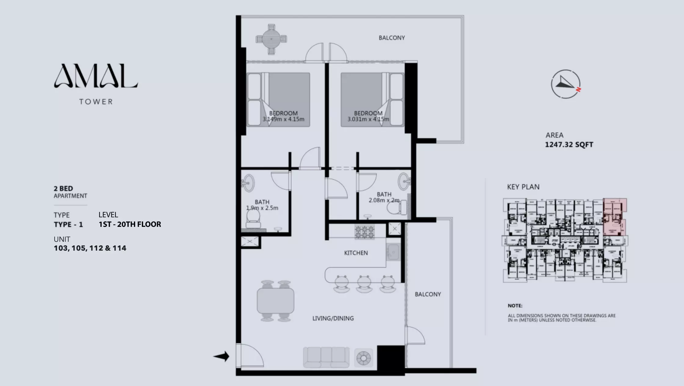 typeSize floor plan for Amal Tower