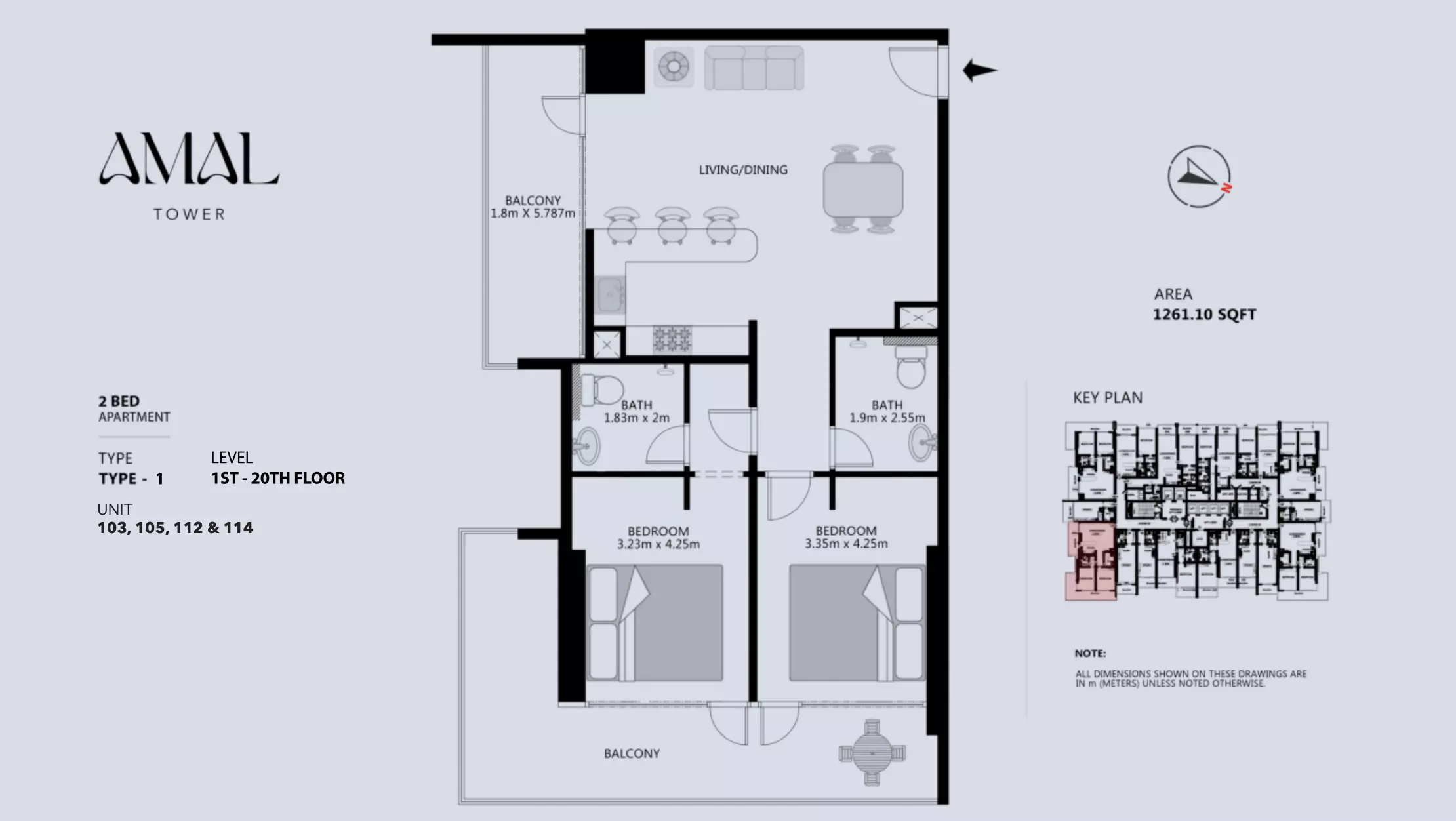 typeSize floor plan for Amal Tower
