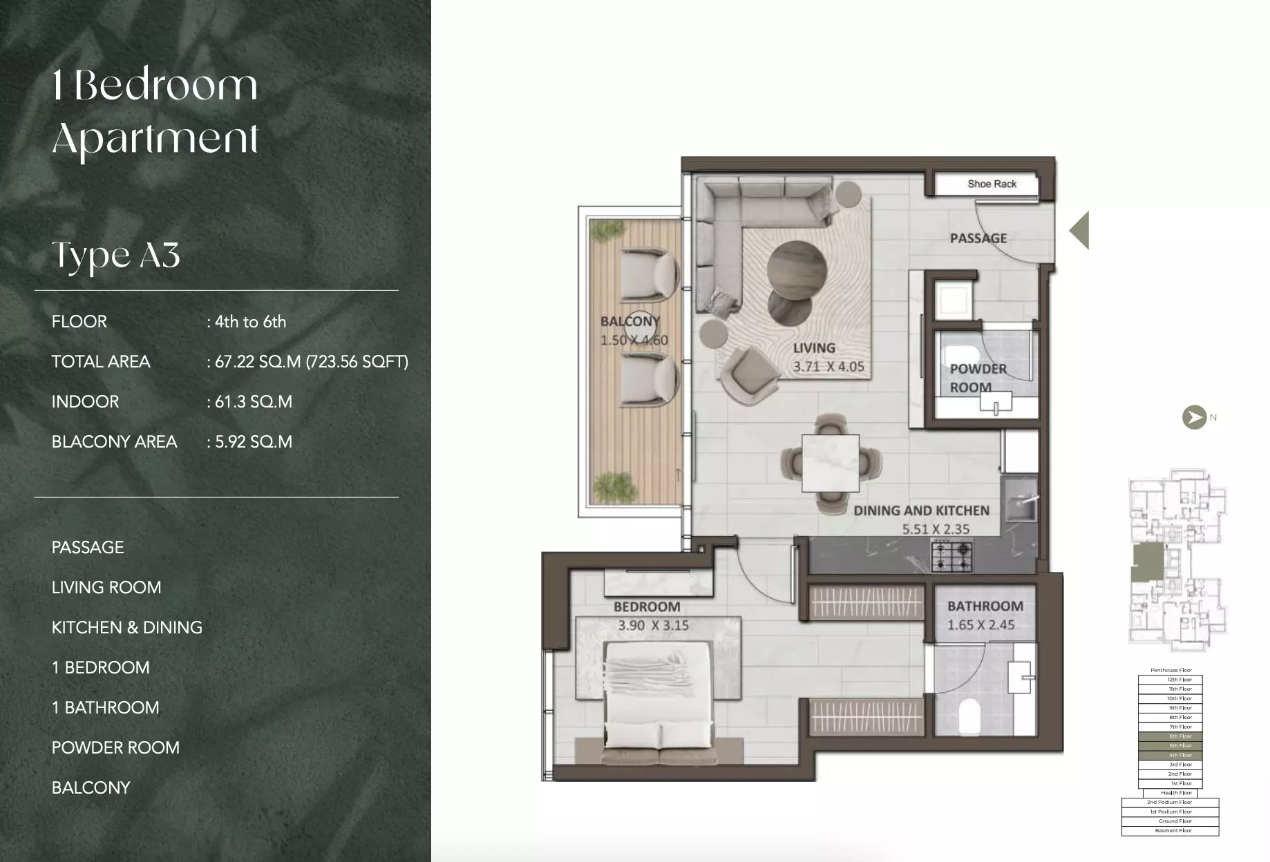 typeSize floor plan for Amaya Residences