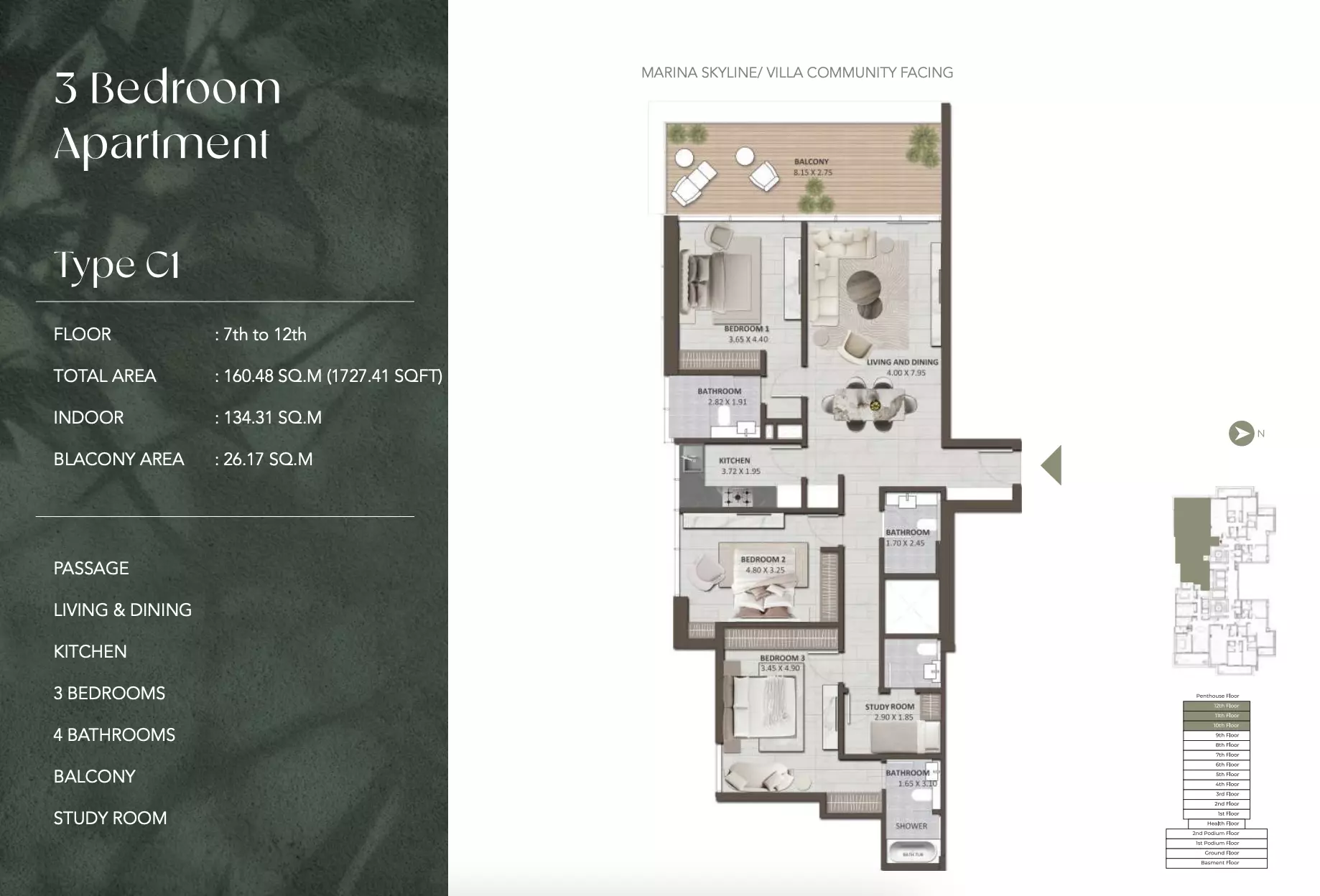 typeSize floor plan for Amaya Residences