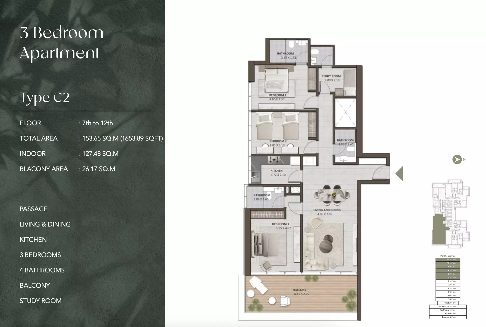 typeSize floor plan for Amaya Residences