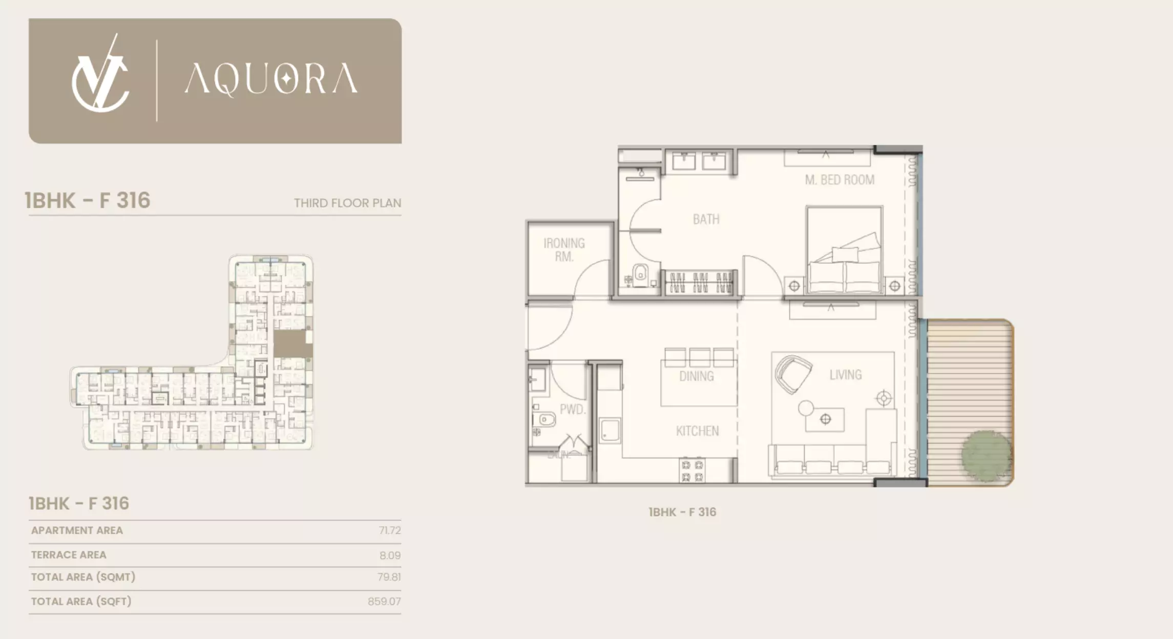 typeSize floor plan for Aquora