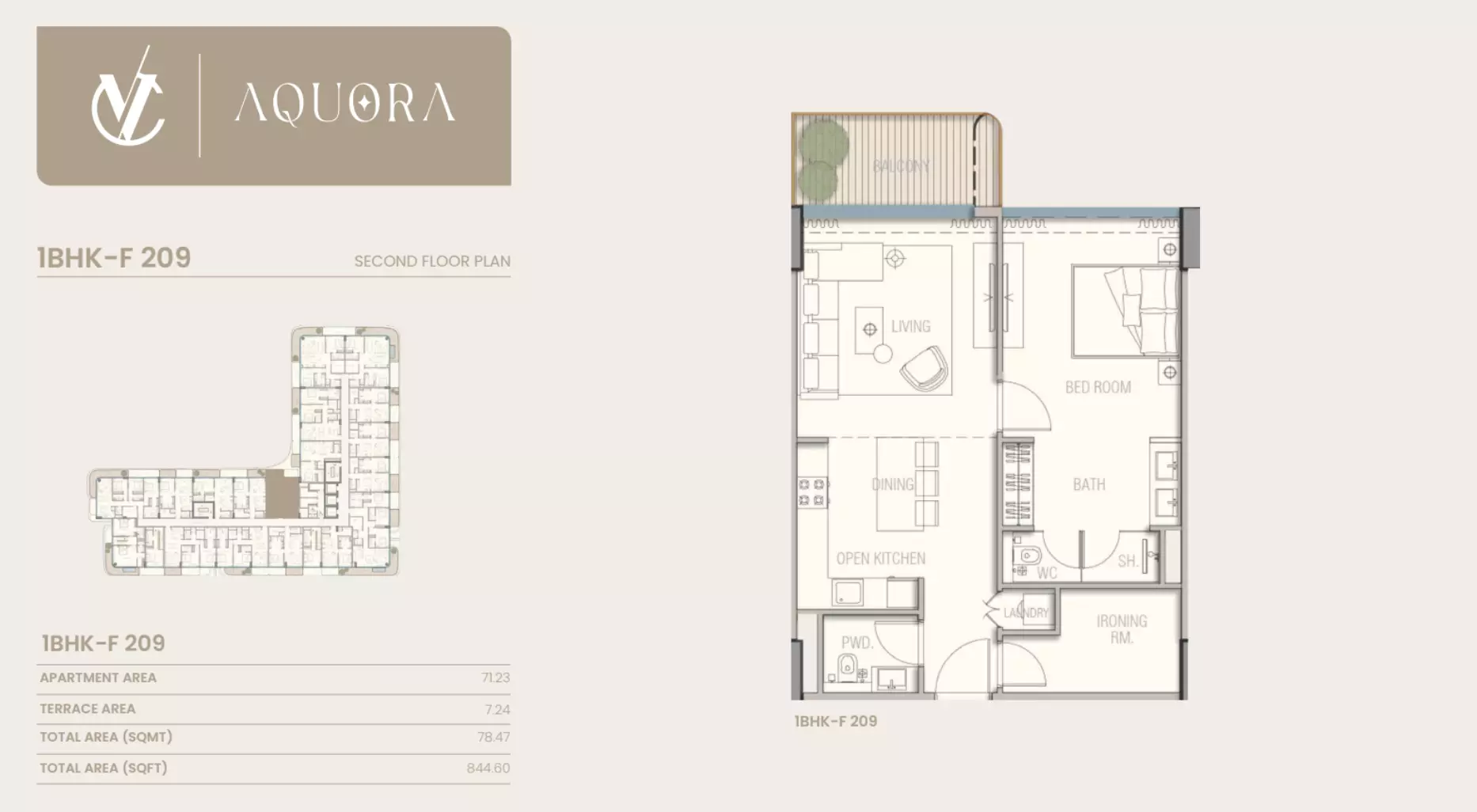 typeSize floor plan for Aquora
