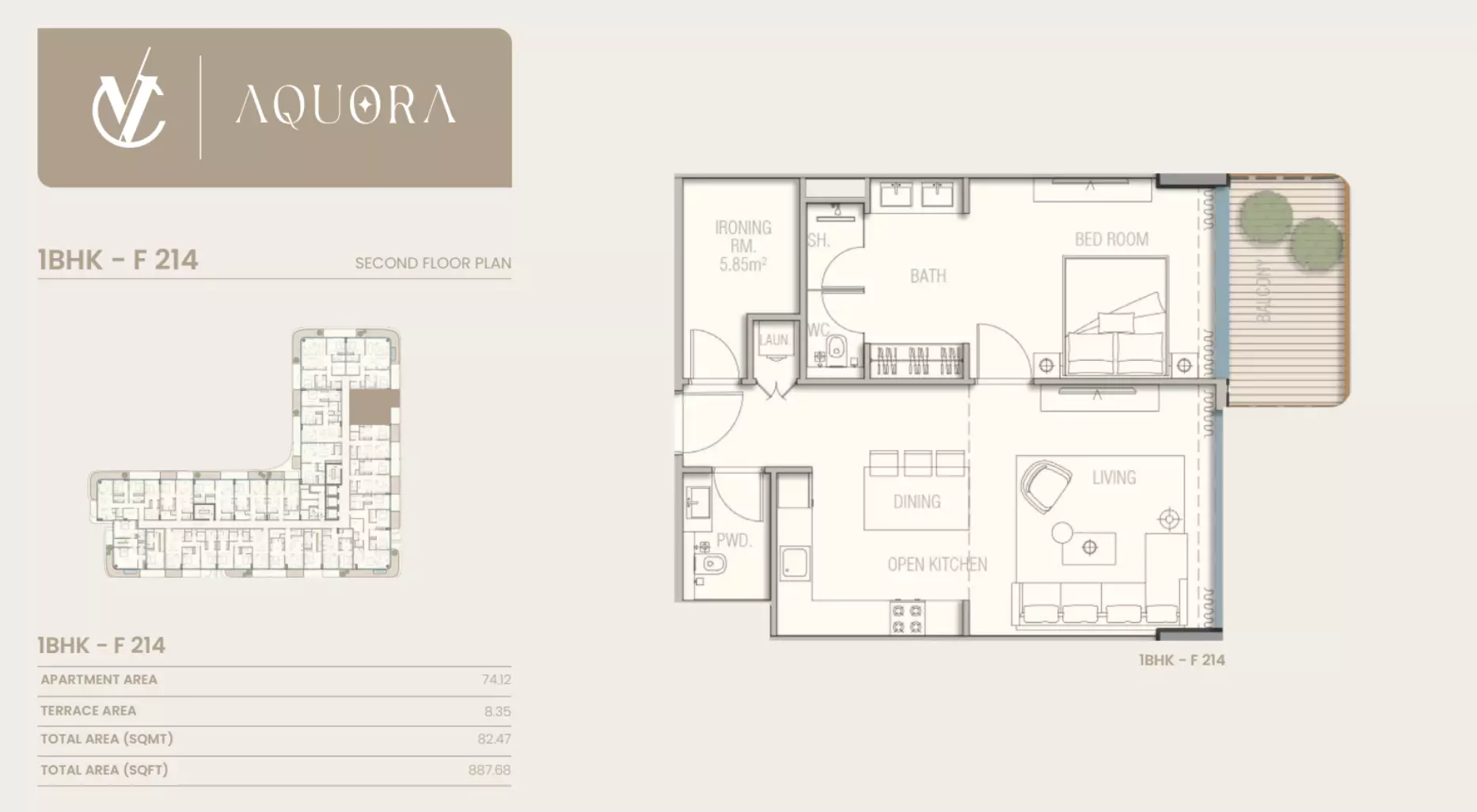 typeSize floor plan for Aquora