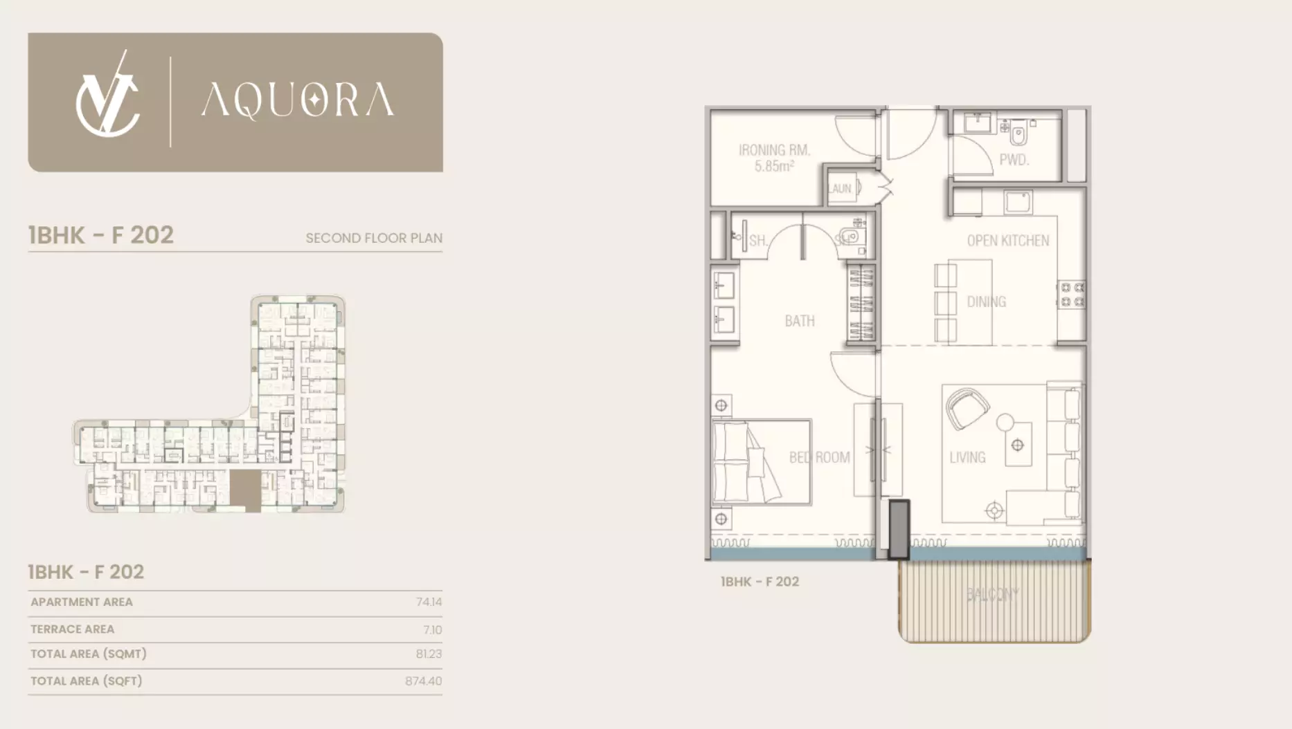 typeSize floor plan for Aquora