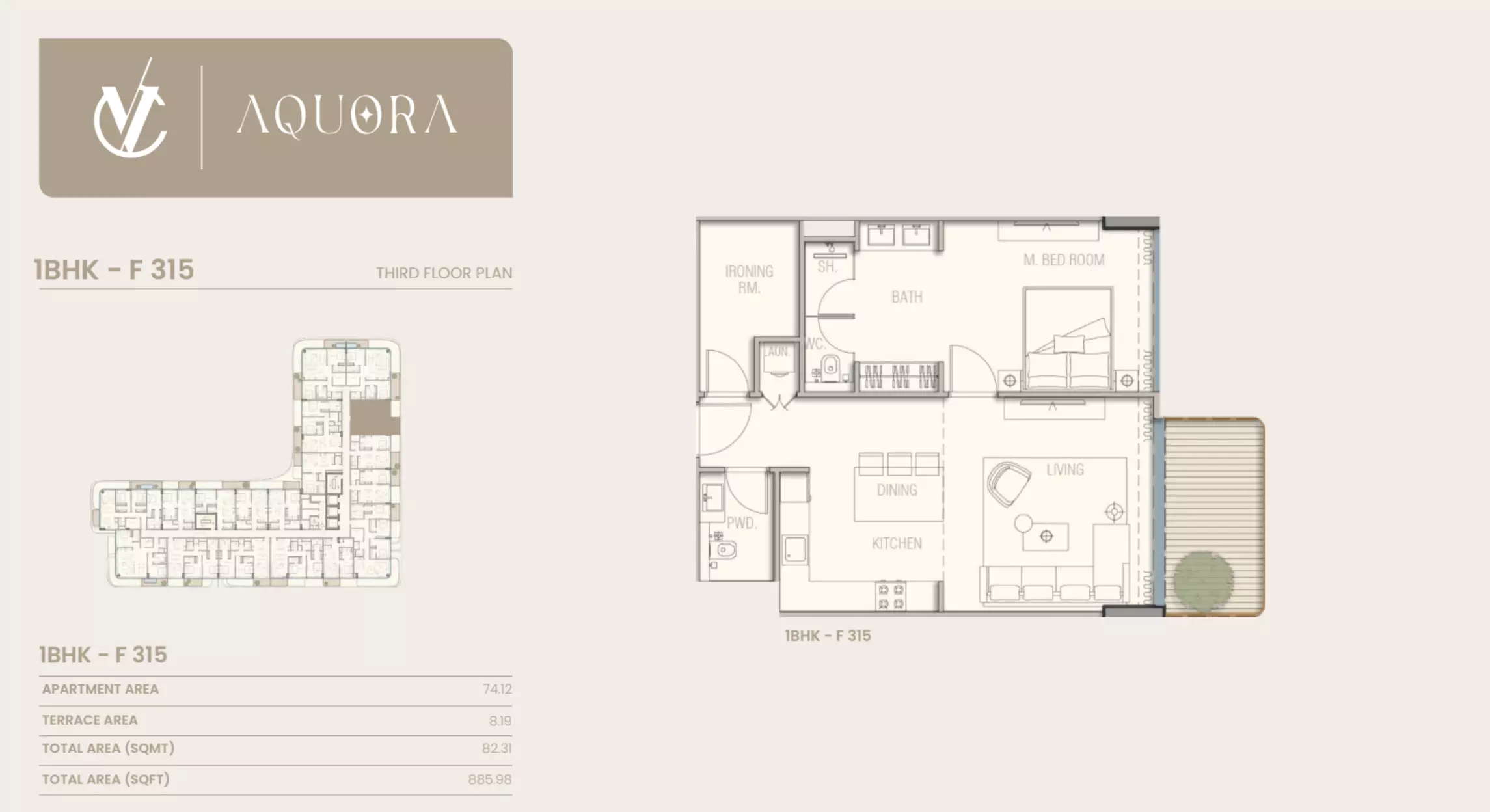 typeSize floor plan for Aquora