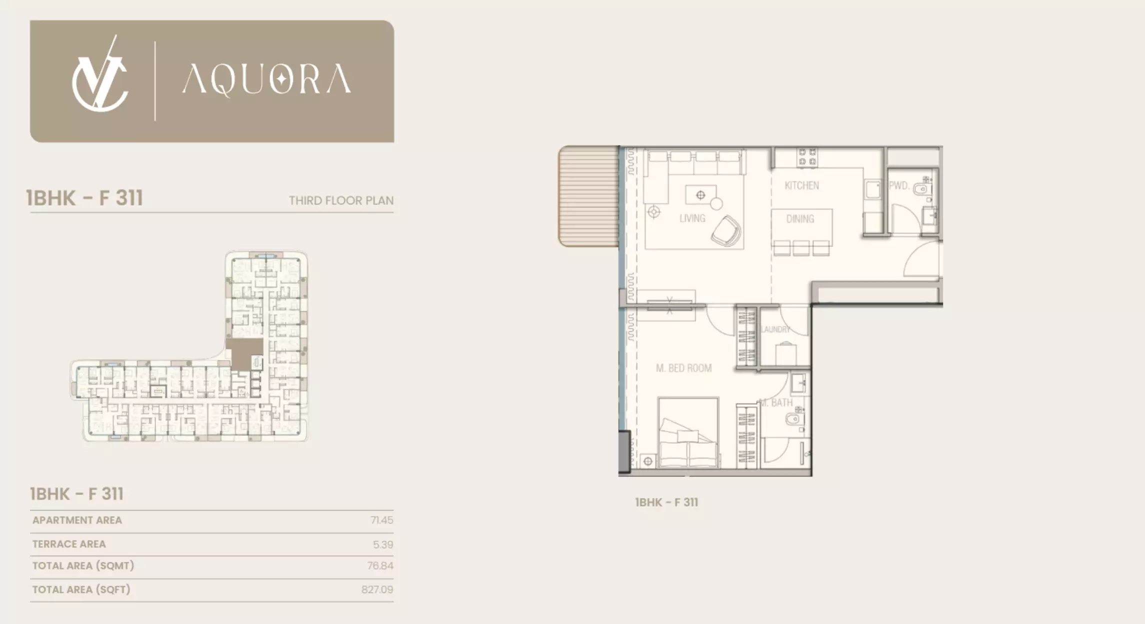 typeSize floor plan for Aquora