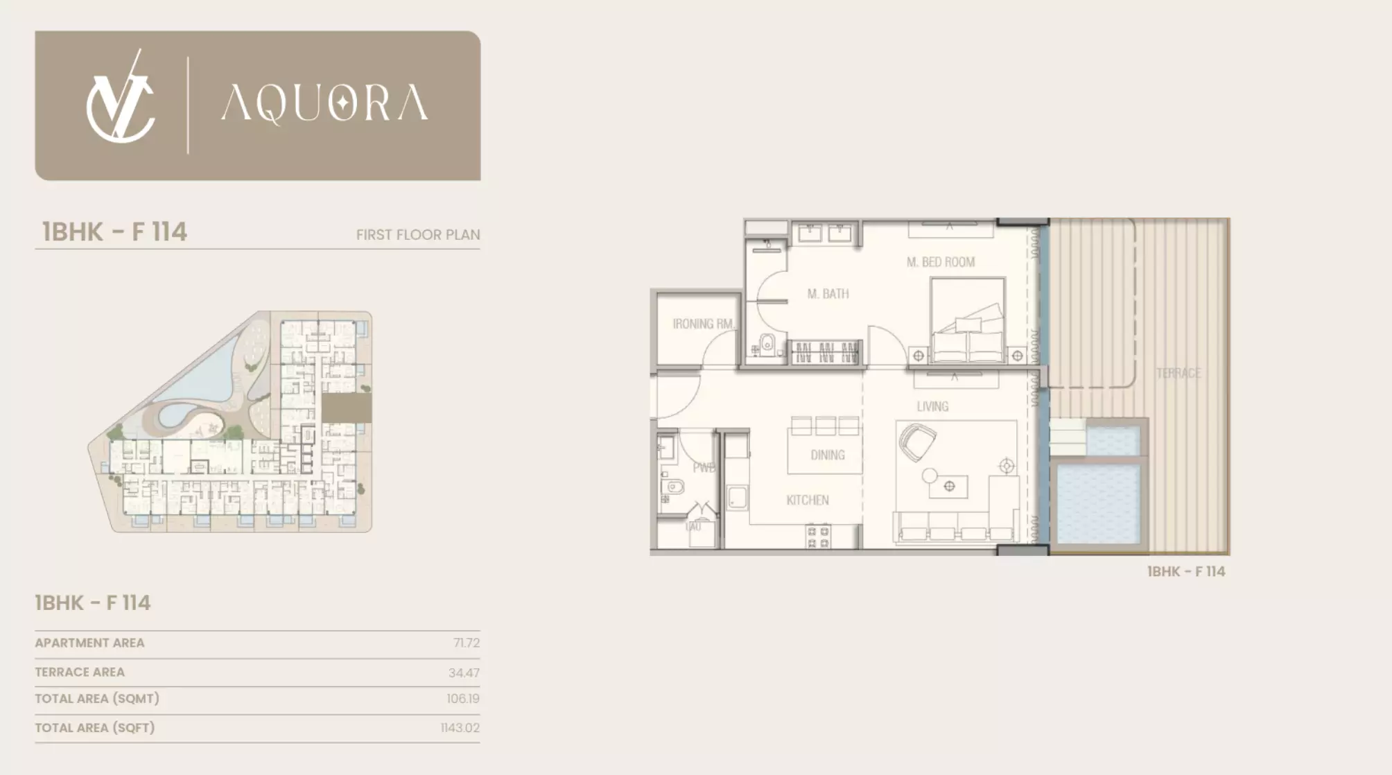 typeSize floor plan for Aquora