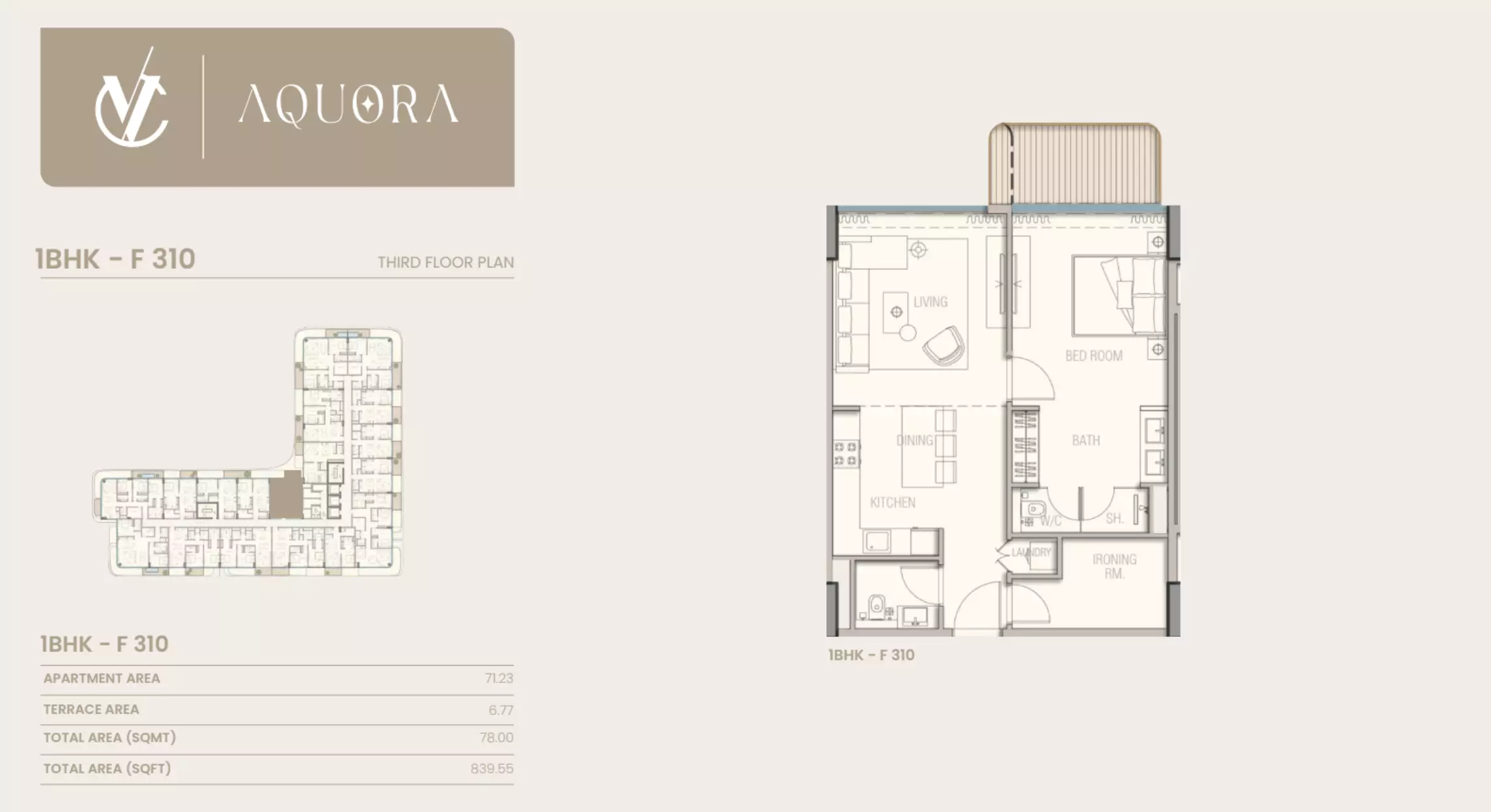 typeSize floor plan for Aquora