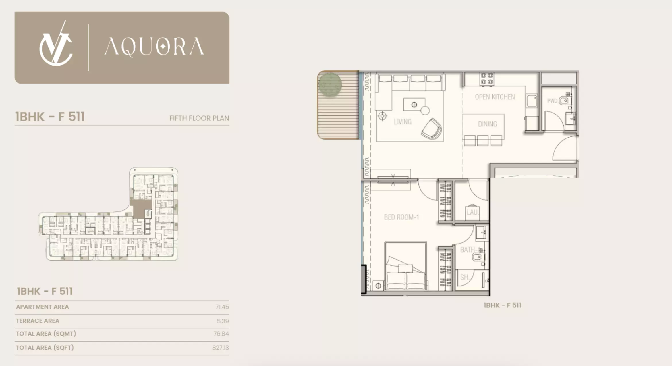 typeSize floor plan for Aquora