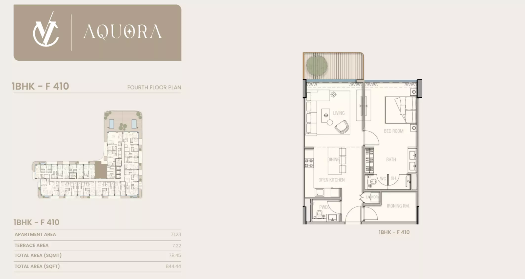 typeSize floor plan for Aquora