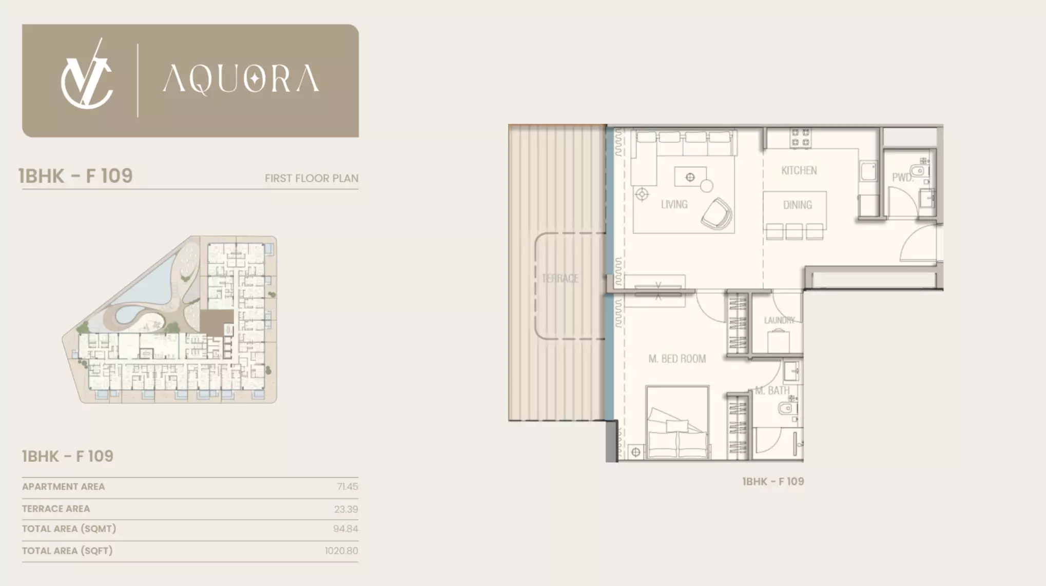 typeSize floor plan for Aquora