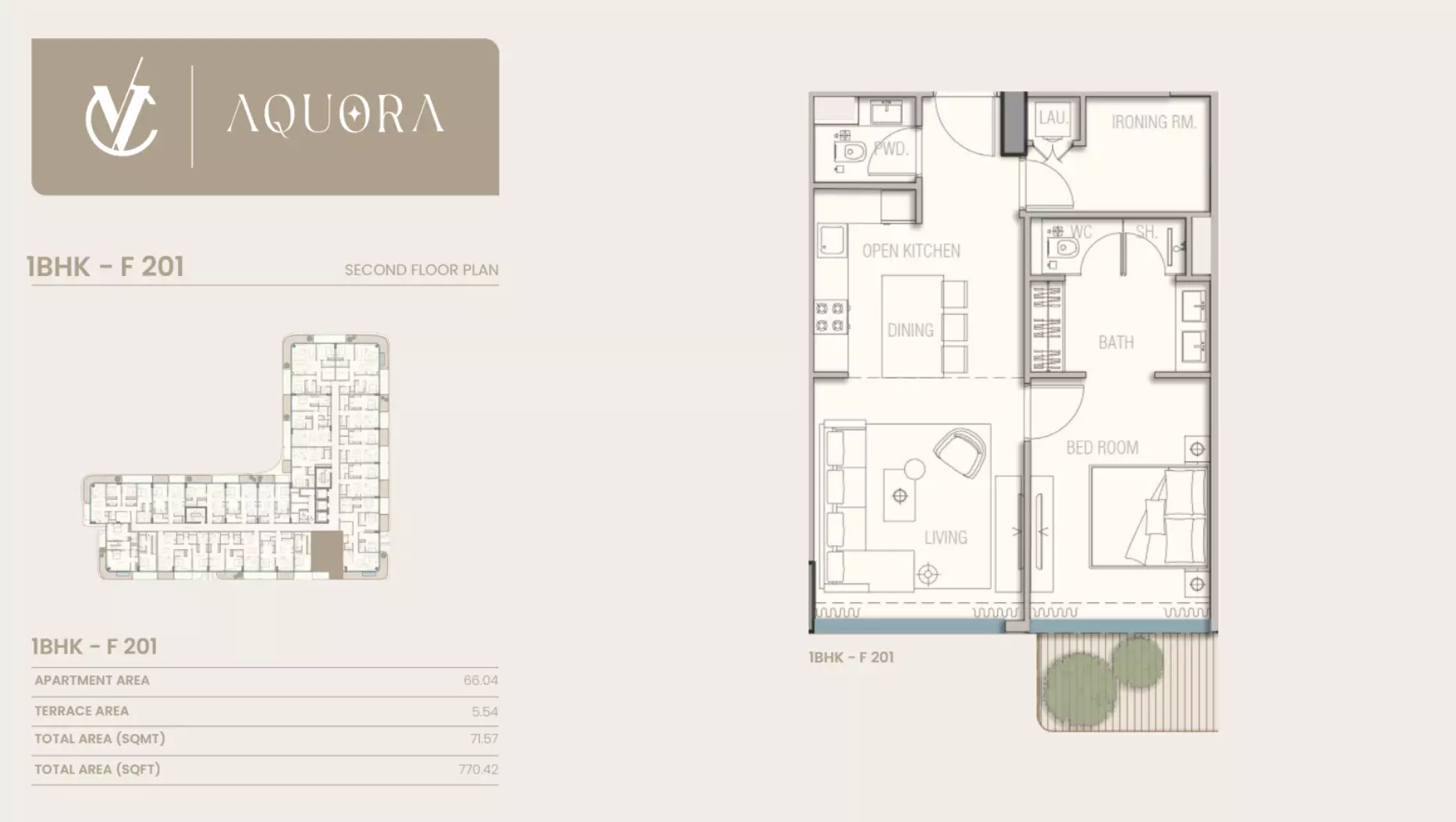 typeSize floor plan for Aquora