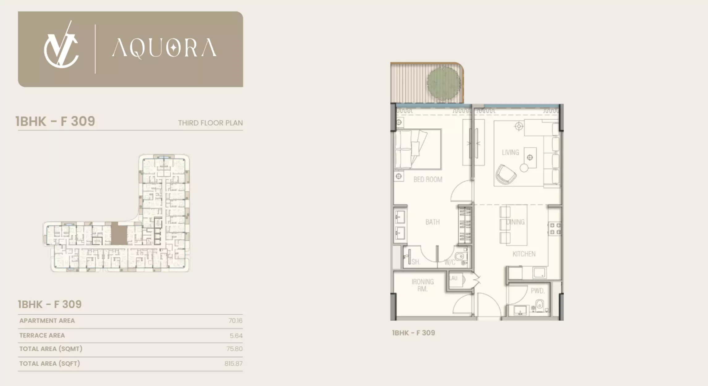 typeSize floor plan for Aquora