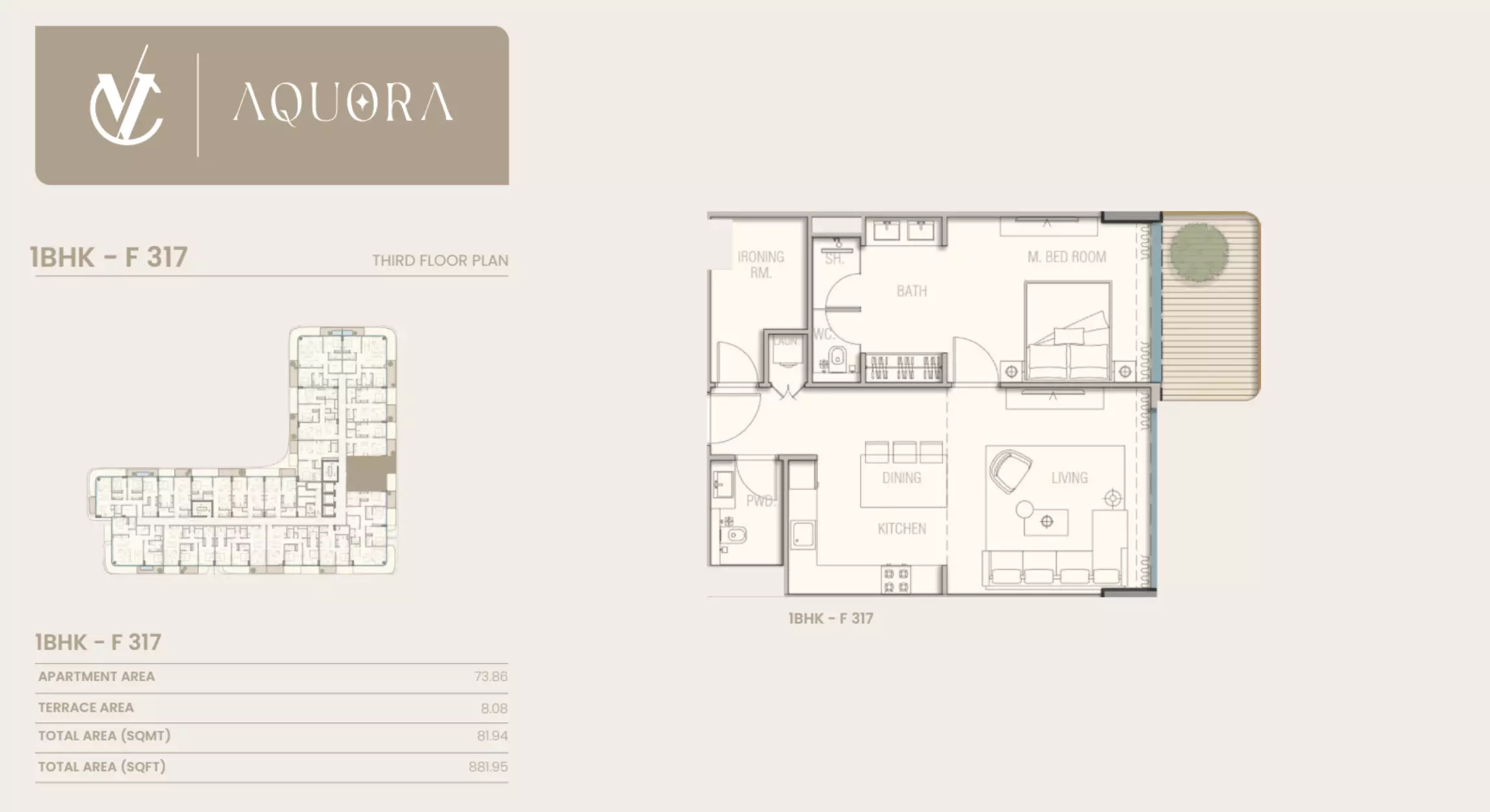 typeSize floor plan for Aquora