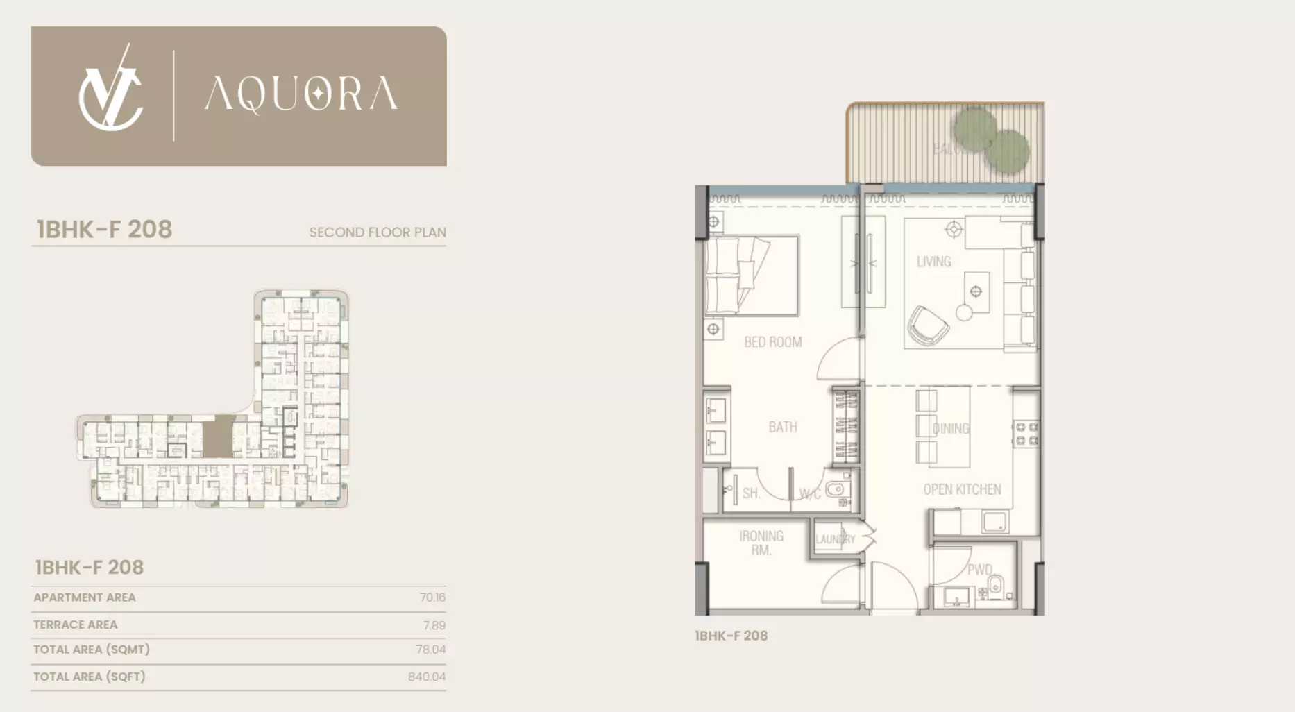 typeSize floor plan for Aquora