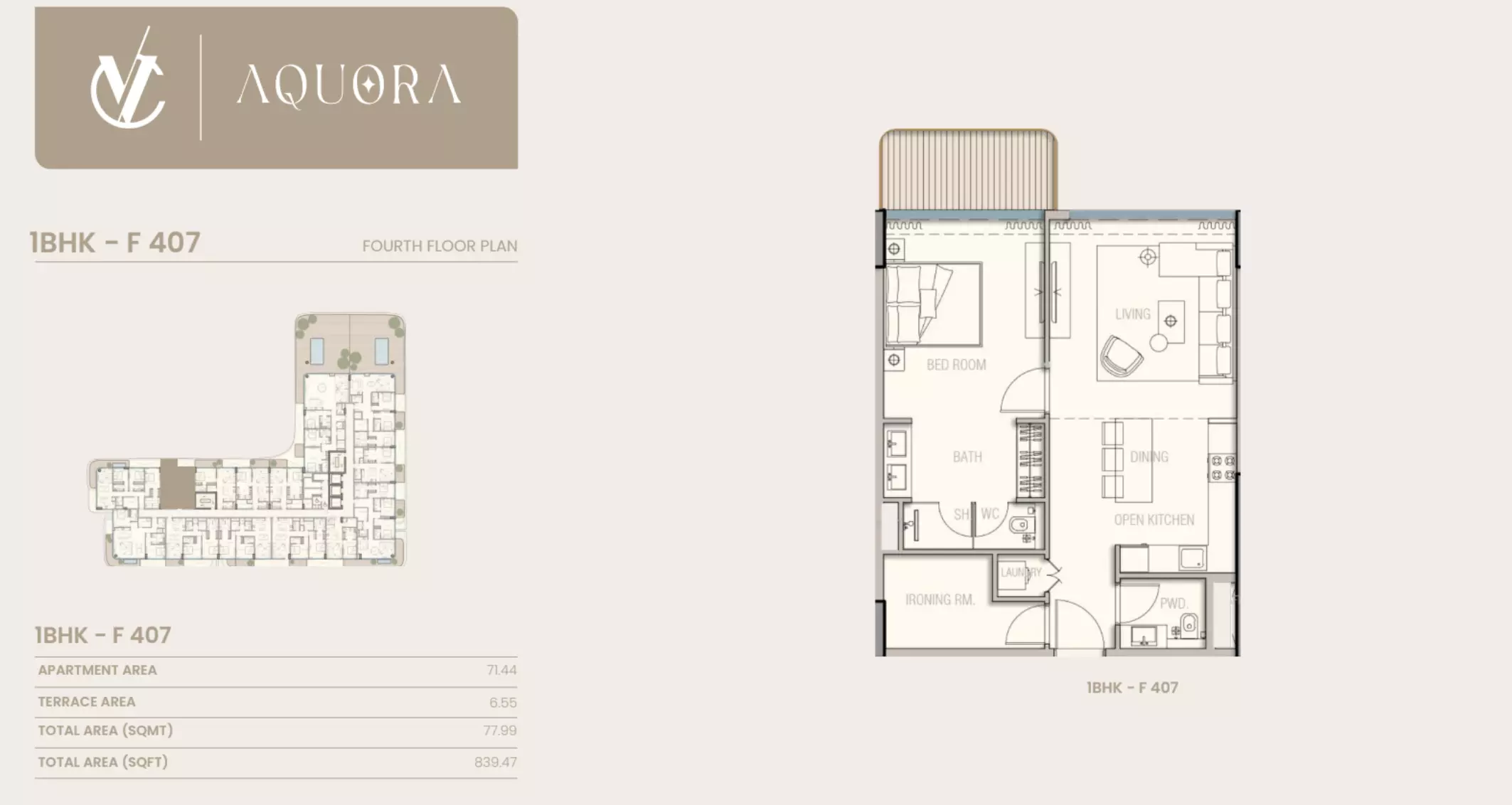 typeSize floor plan for Aquora