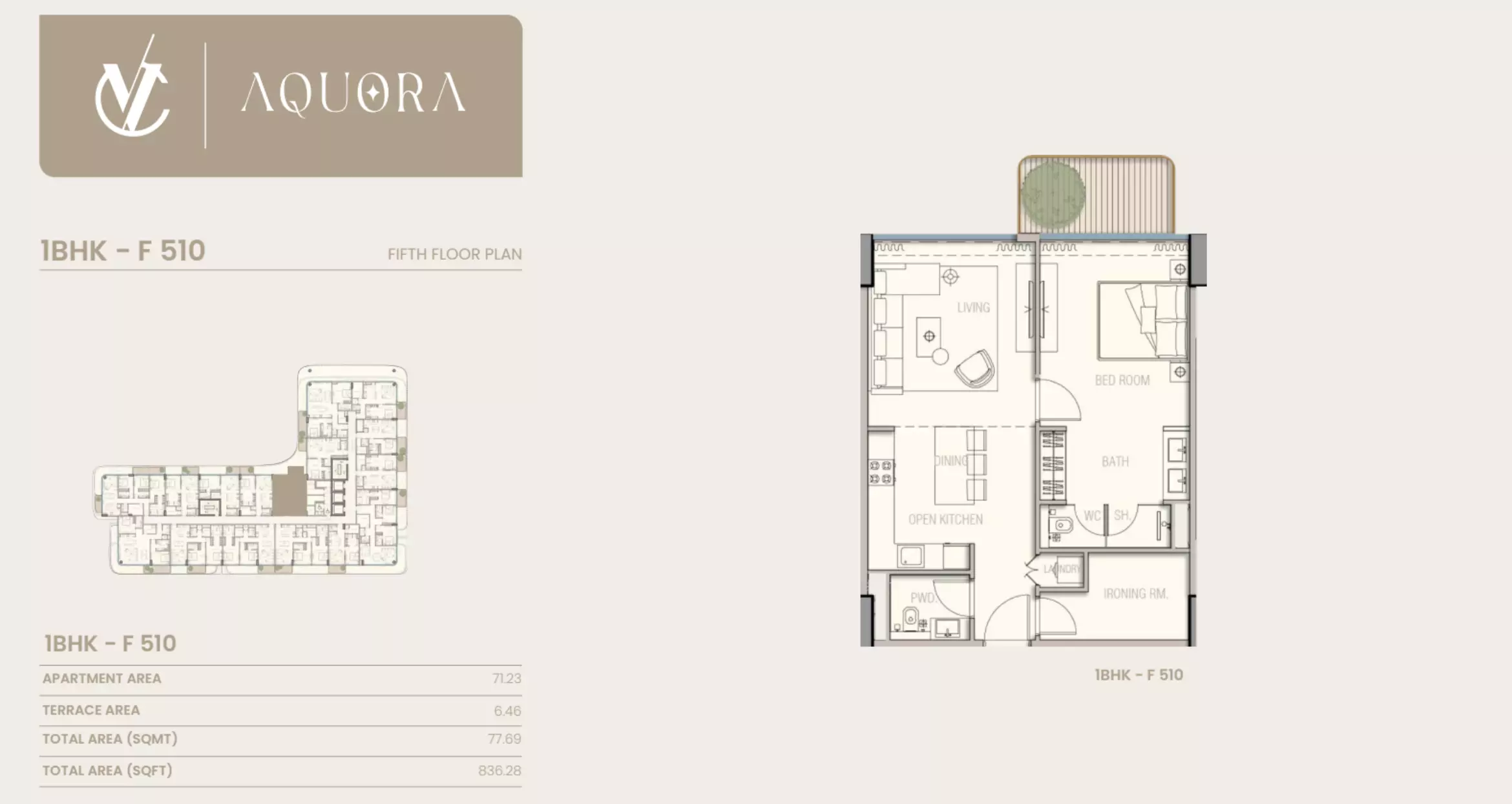typeSize floor plan for Aquora