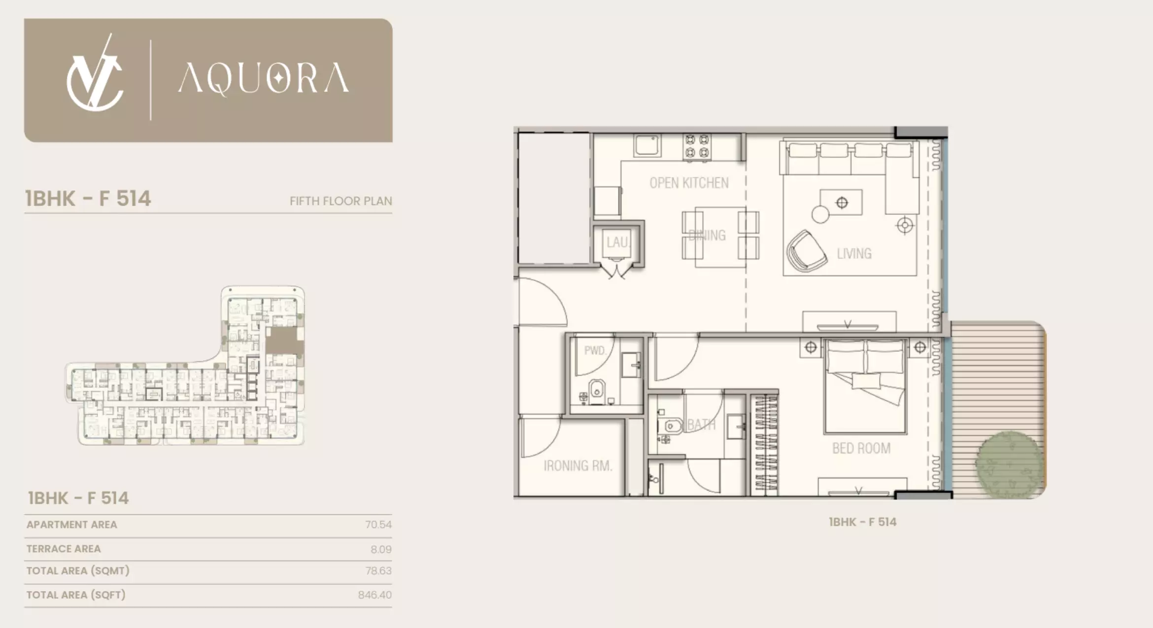 typeSize floor plan for Aquora