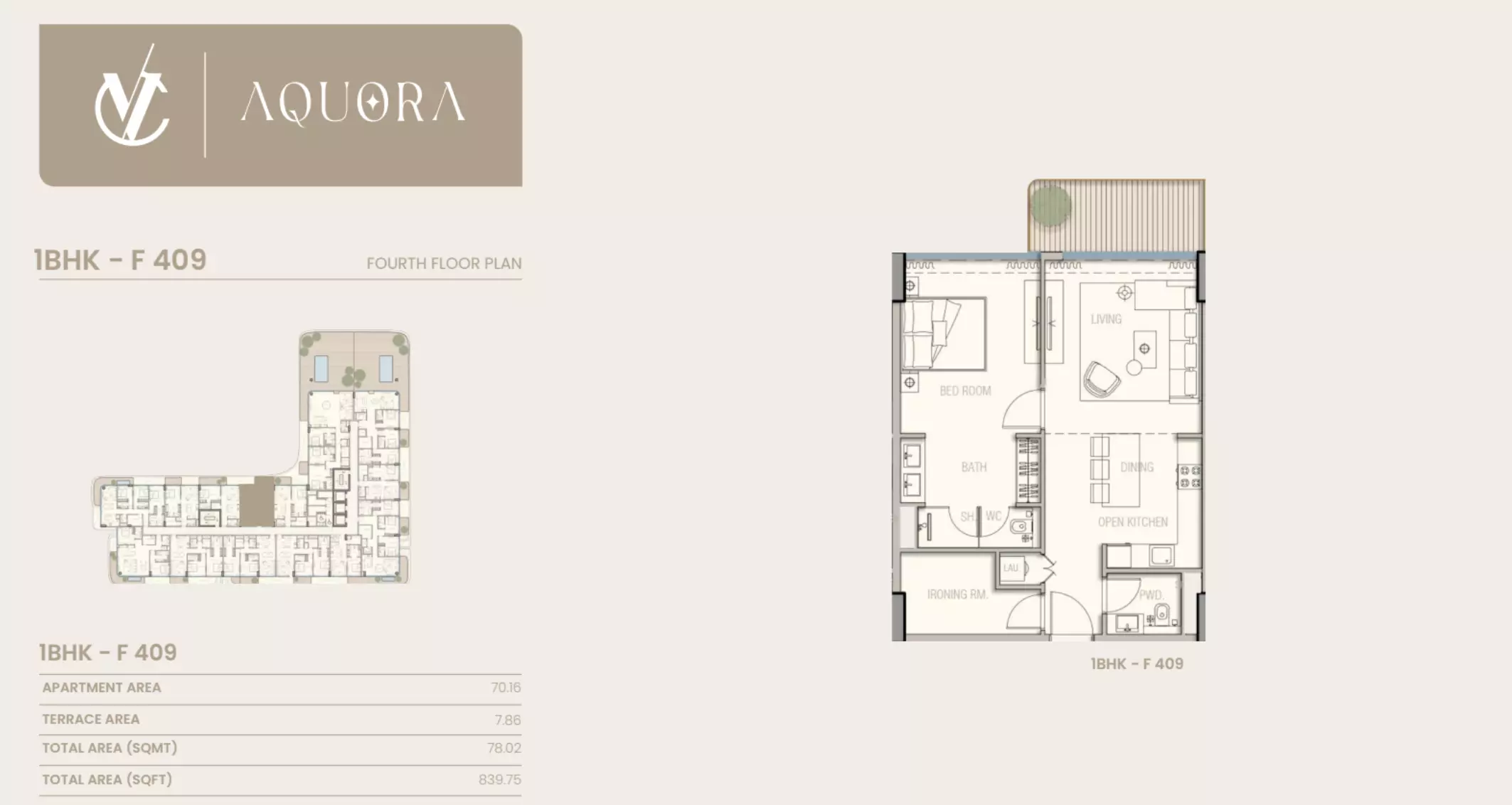 typeSize floor plan for Aquora