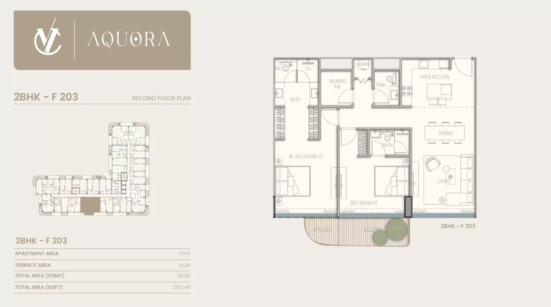 typeSize floor plan for Aquora
