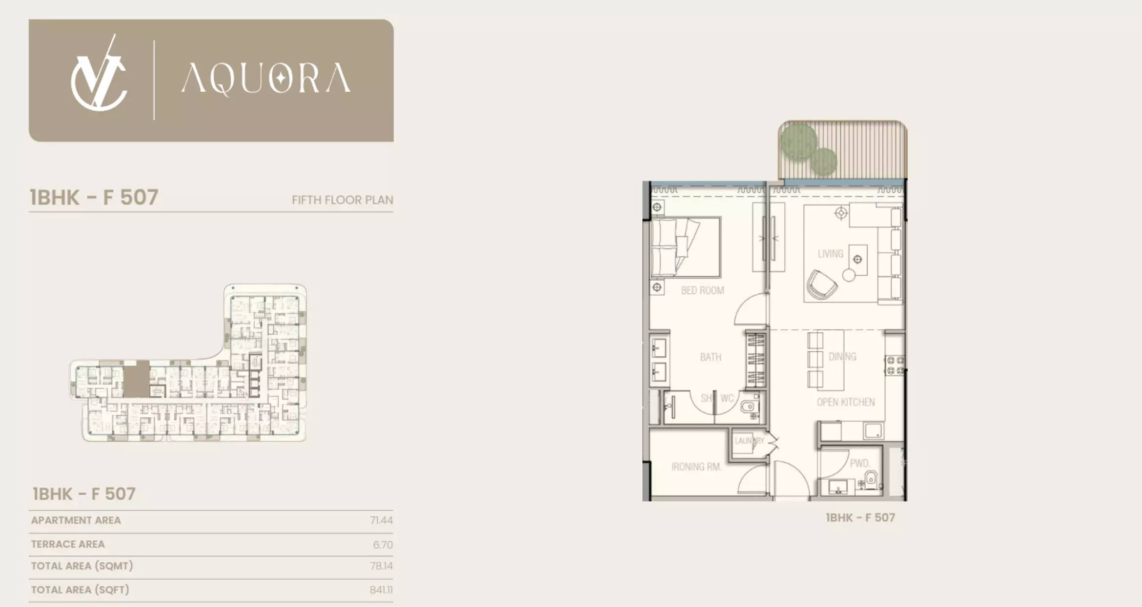 typeSize floor plan for Aquora