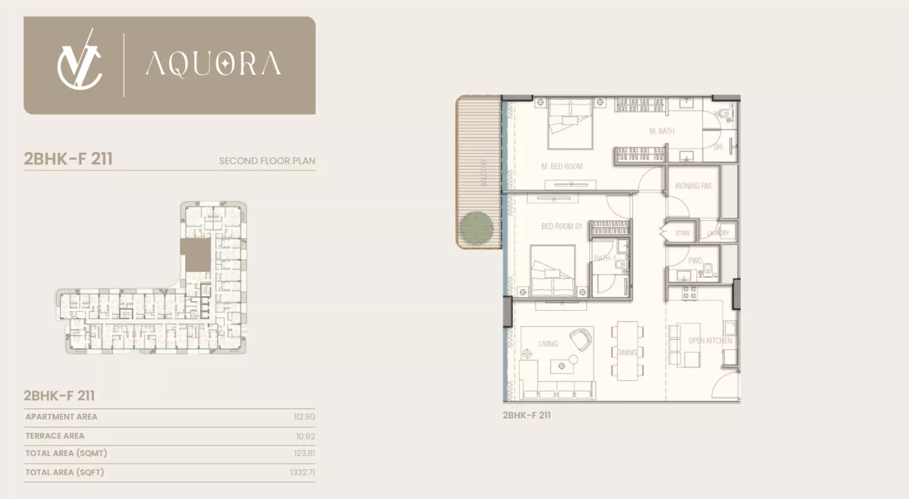 typeSize floor plan for Aquora