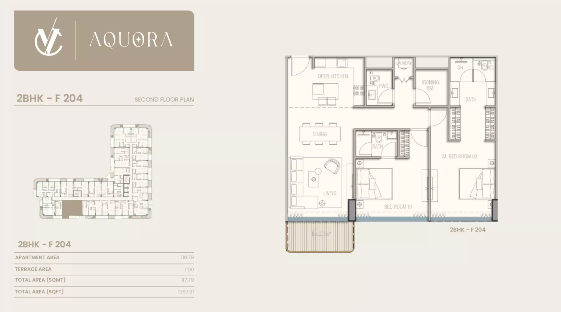 typeSize floor plan for Aquora