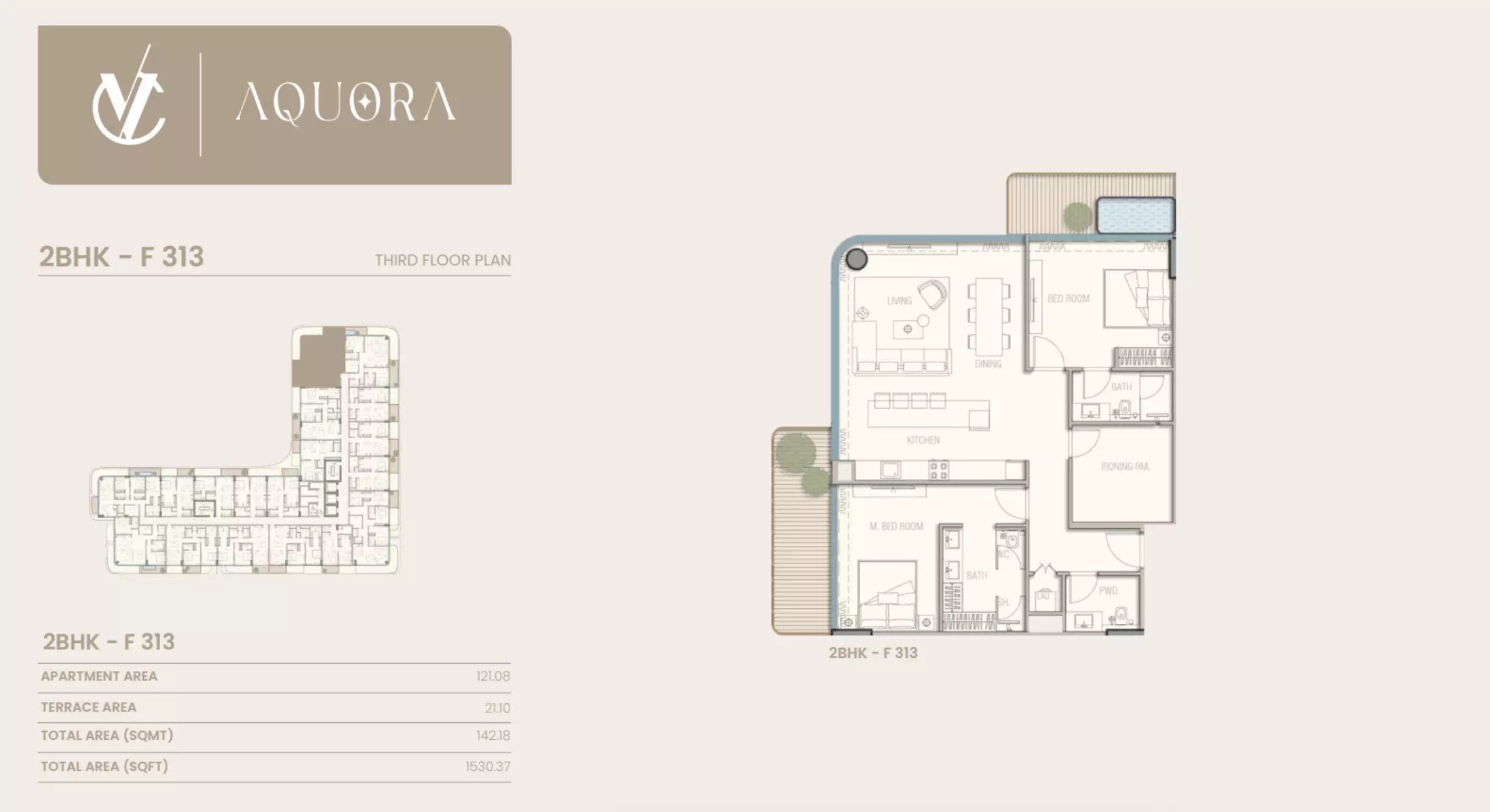 typeSize floor plan for Aquora
