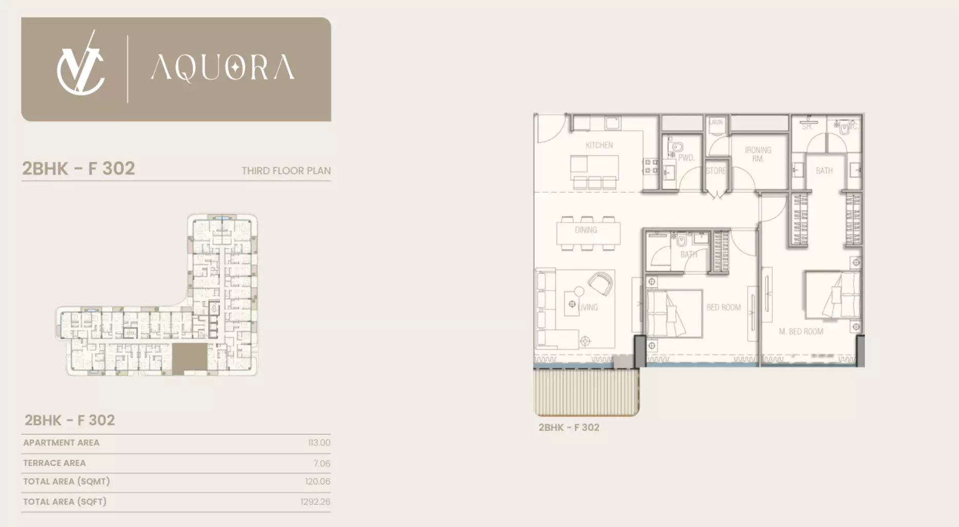 typeSize floor plan for Aquora