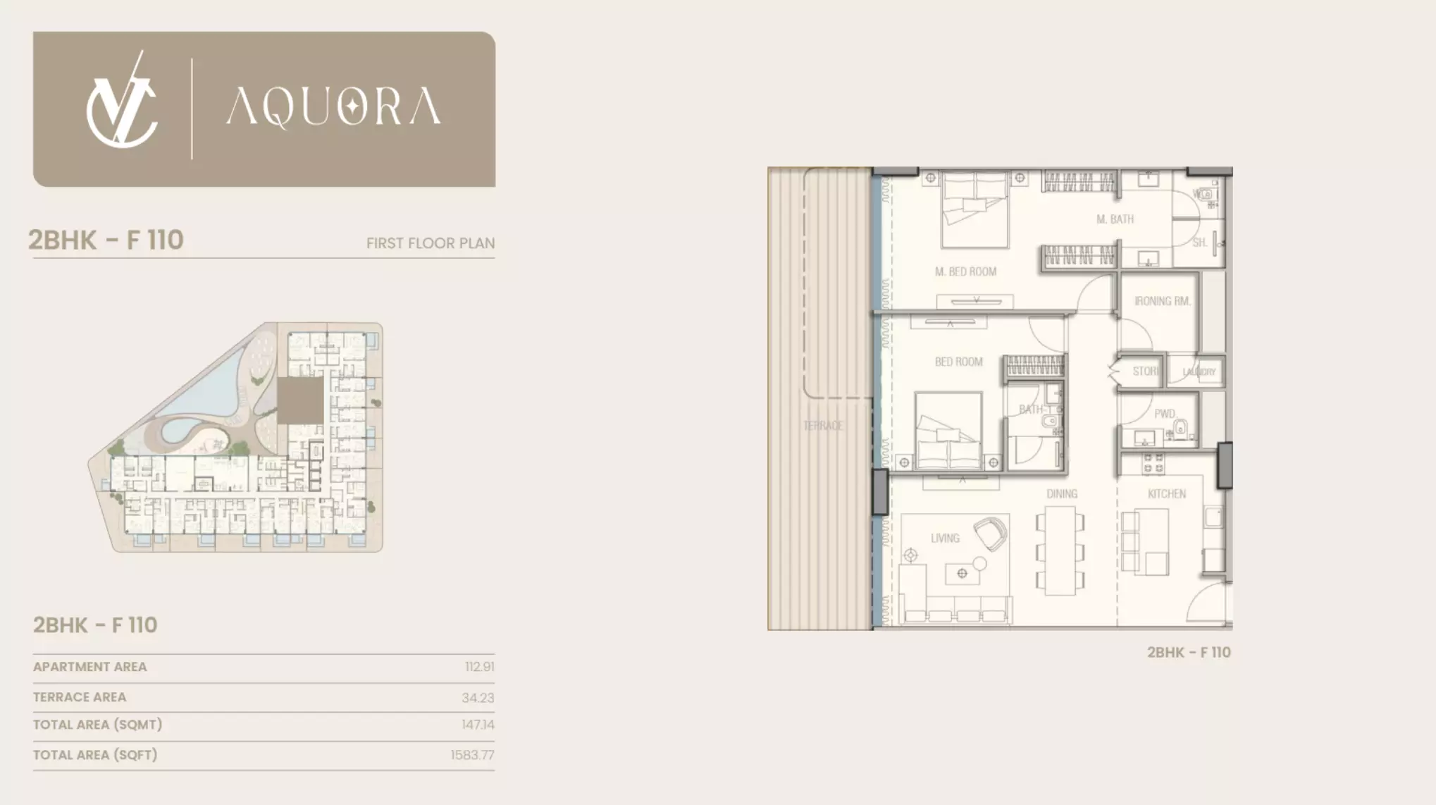 typeSize floor plan for Aquora