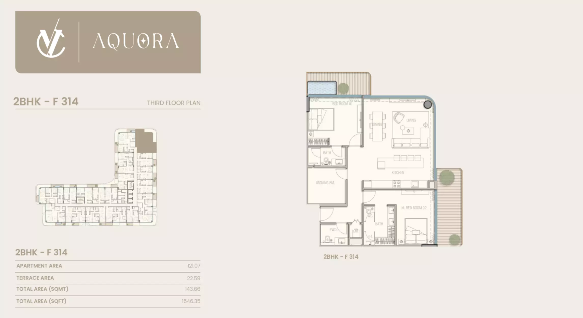 typeSize floor plan for Aquora