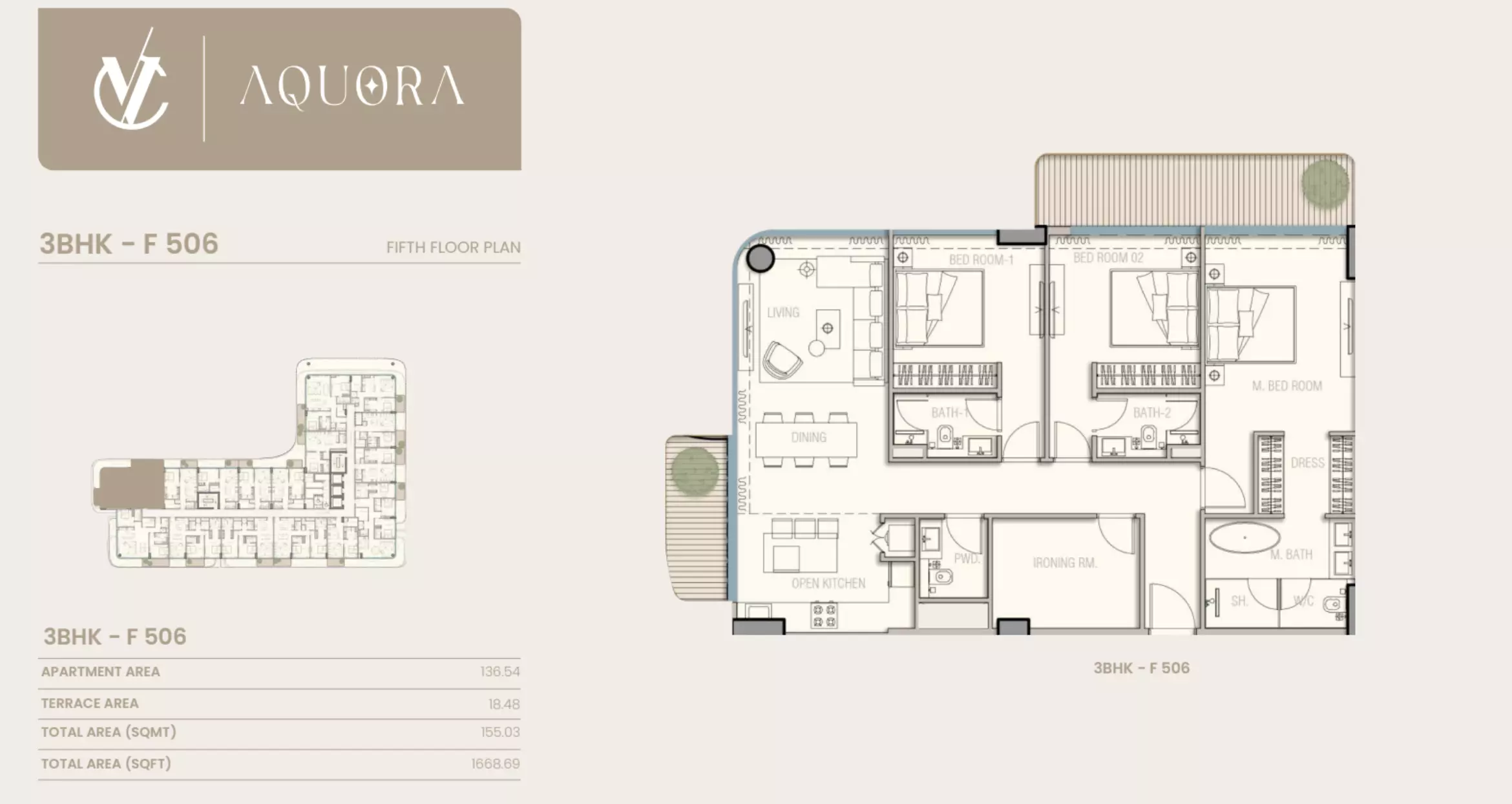 typeSize floor plan for Aquora