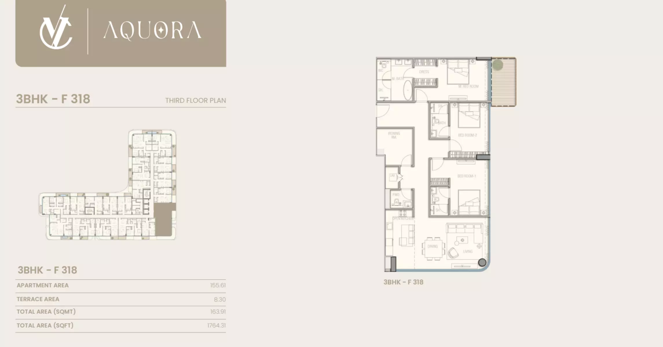 typeSize floor plan for Aquora