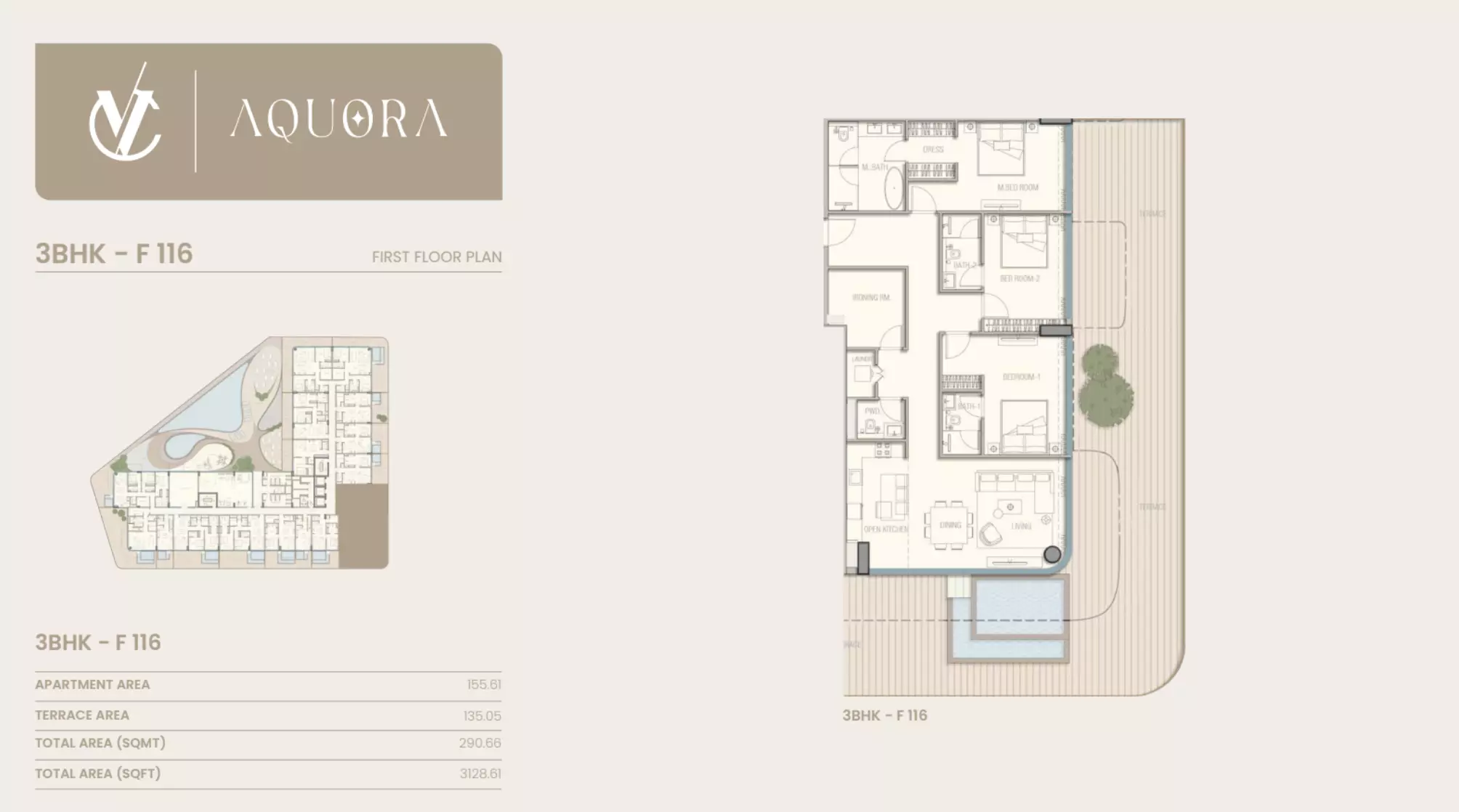typeSize floor plan for Aquora