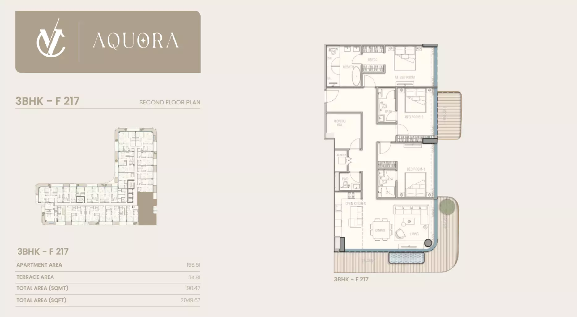 typeSize floor plan for Aquora
