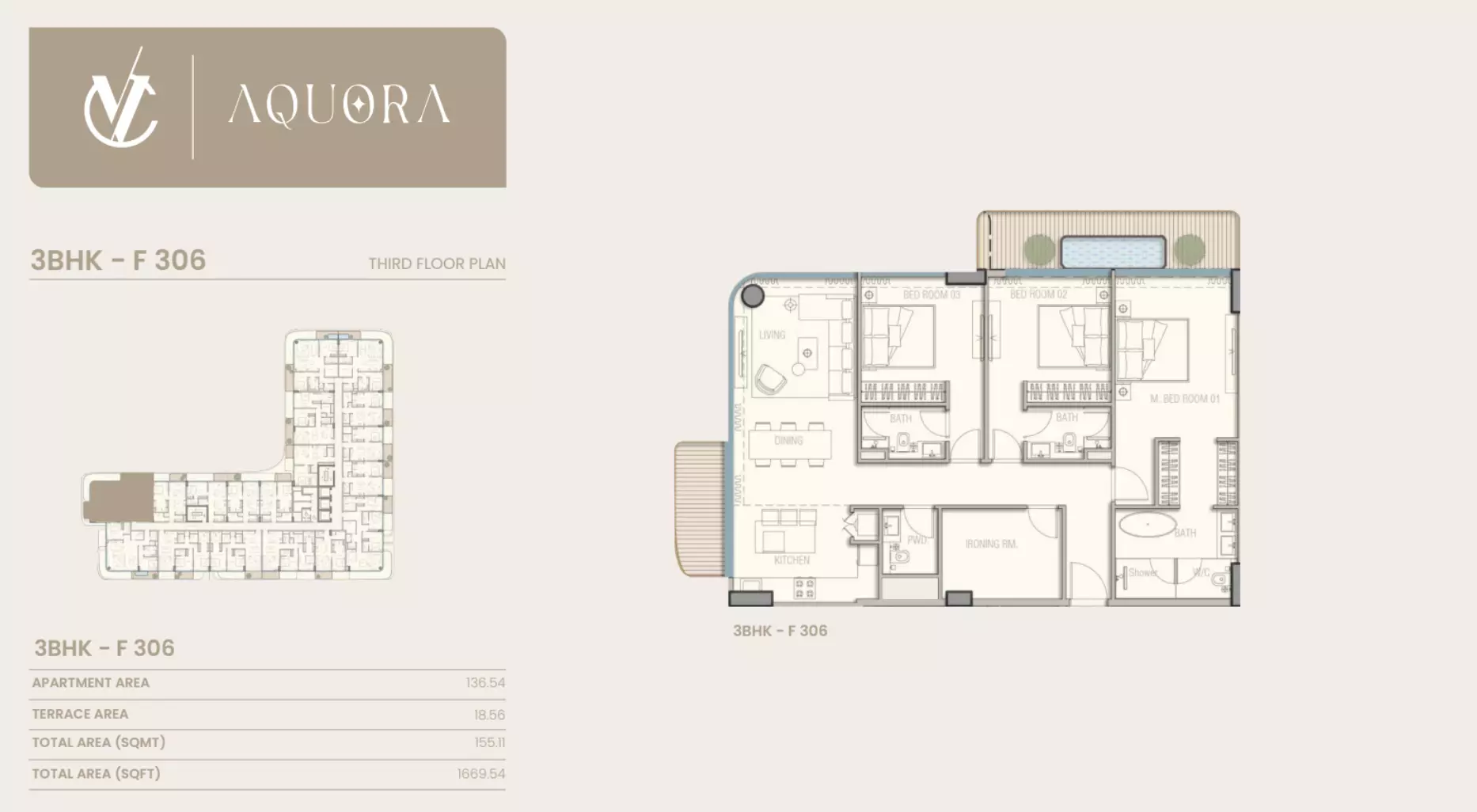 typeSize floor plan for Aquora