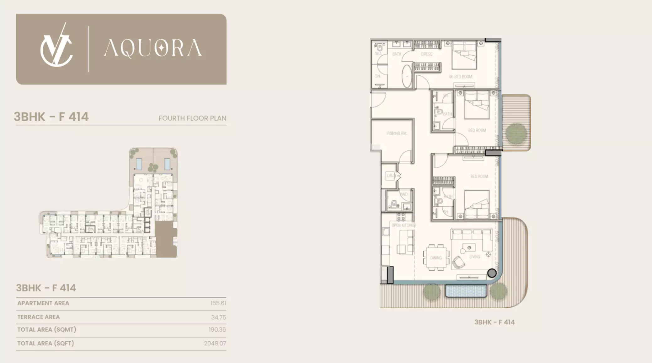 typeSize floor plan for Aquora